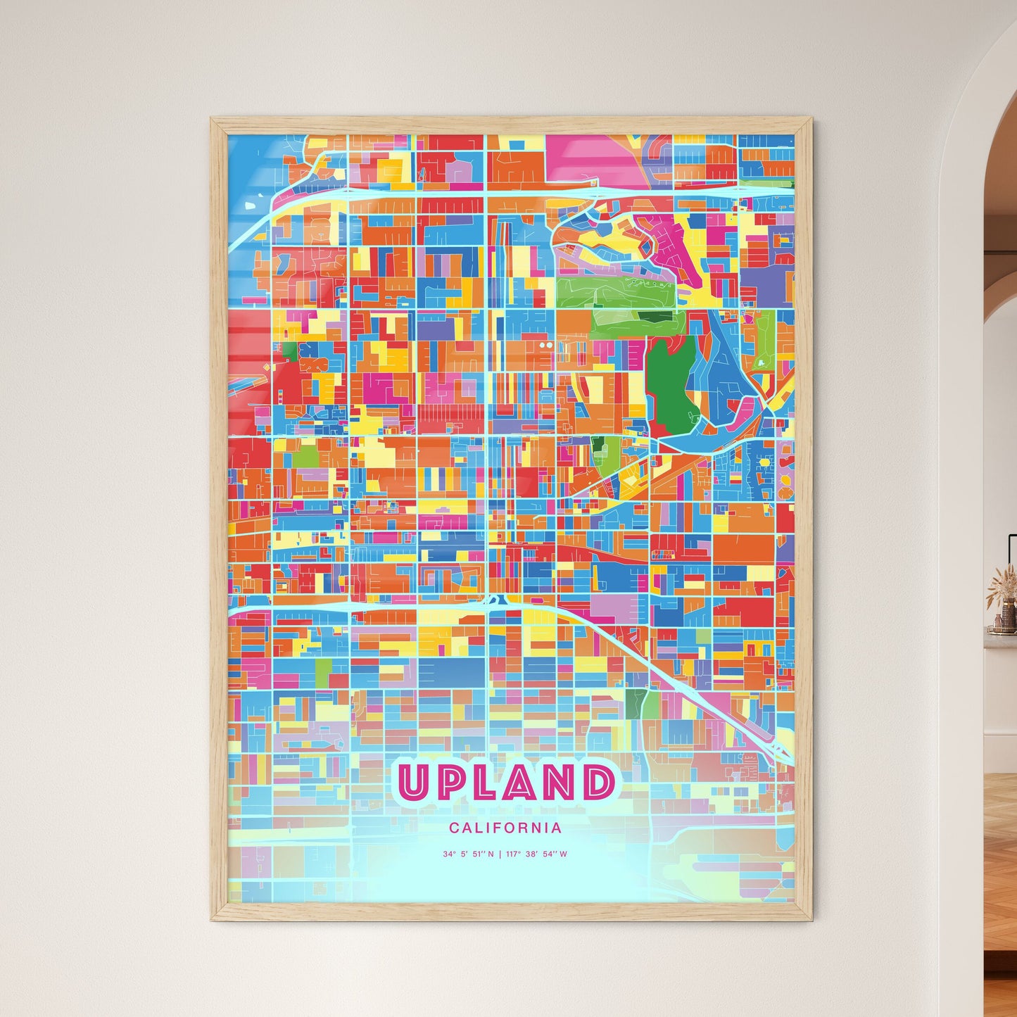 Colorful Upland California Fine Art Map Crazy Colors