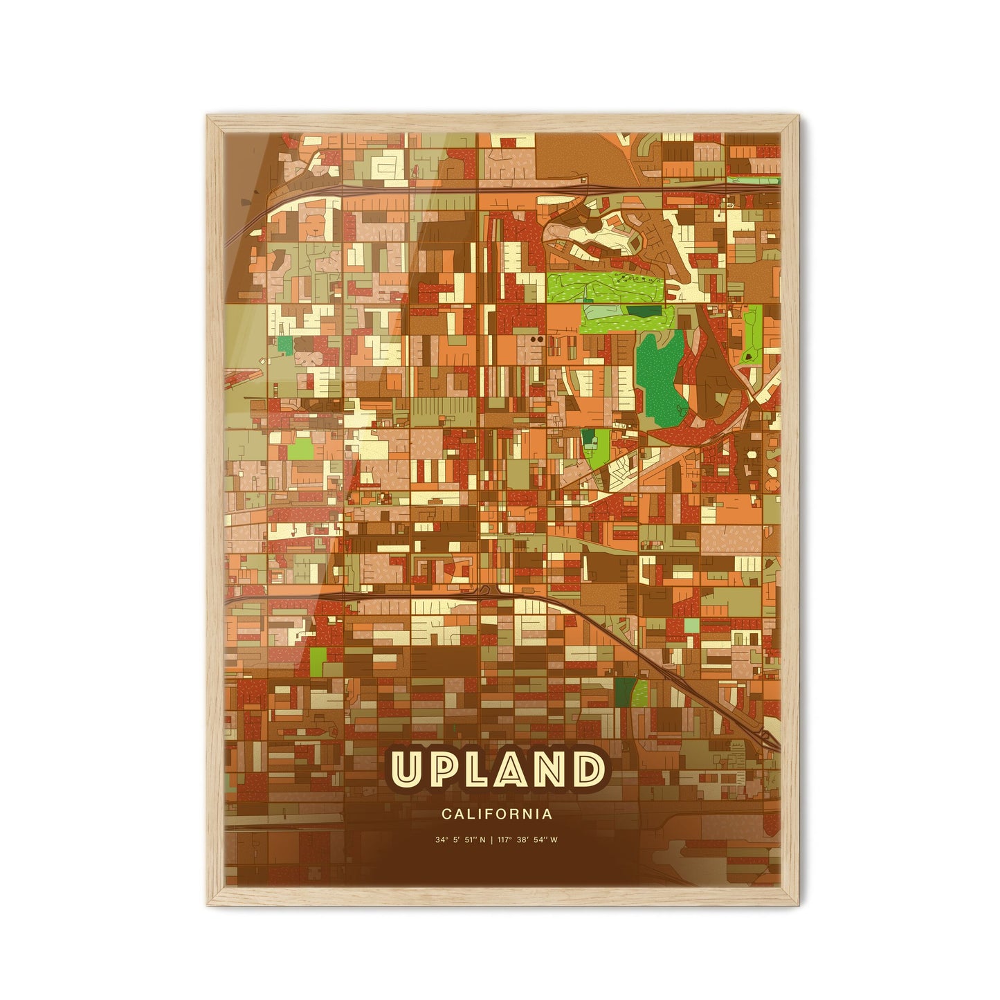Colorful Upland California Fine Art Map Farmhouse