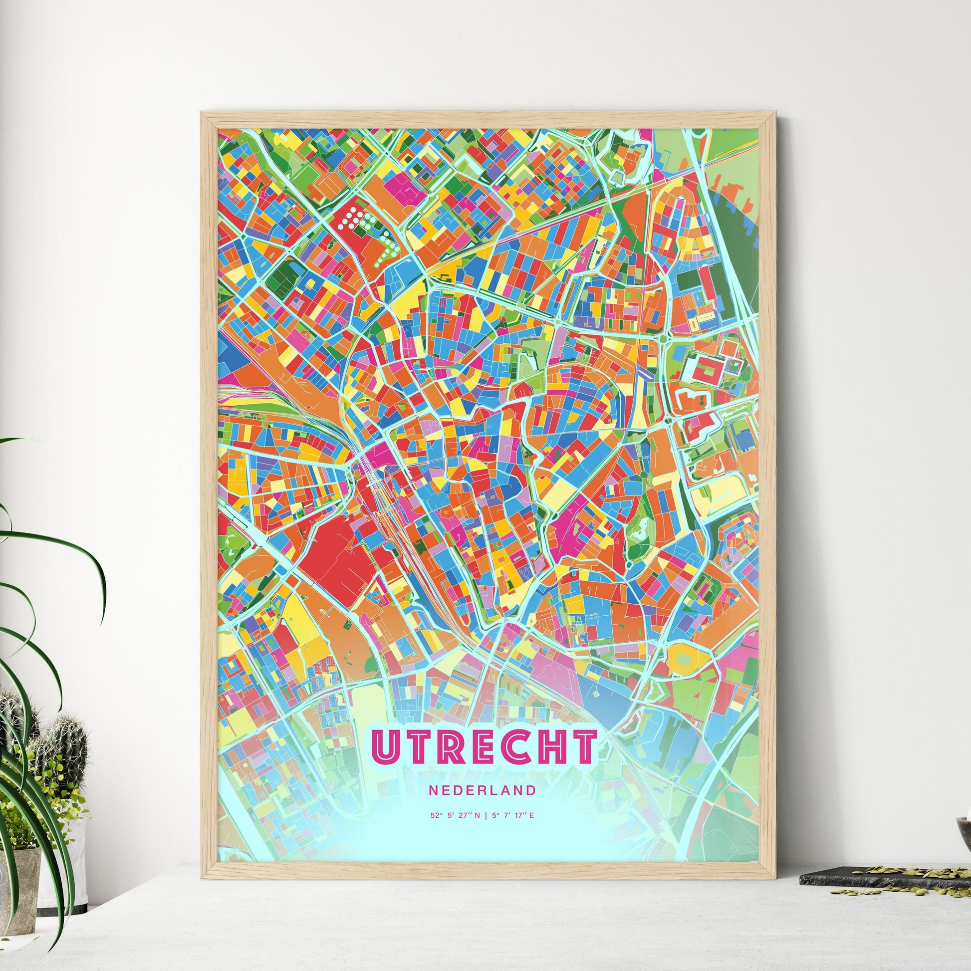 Colorful Utrecht Netherlands Fine Art Map Crazy Colors