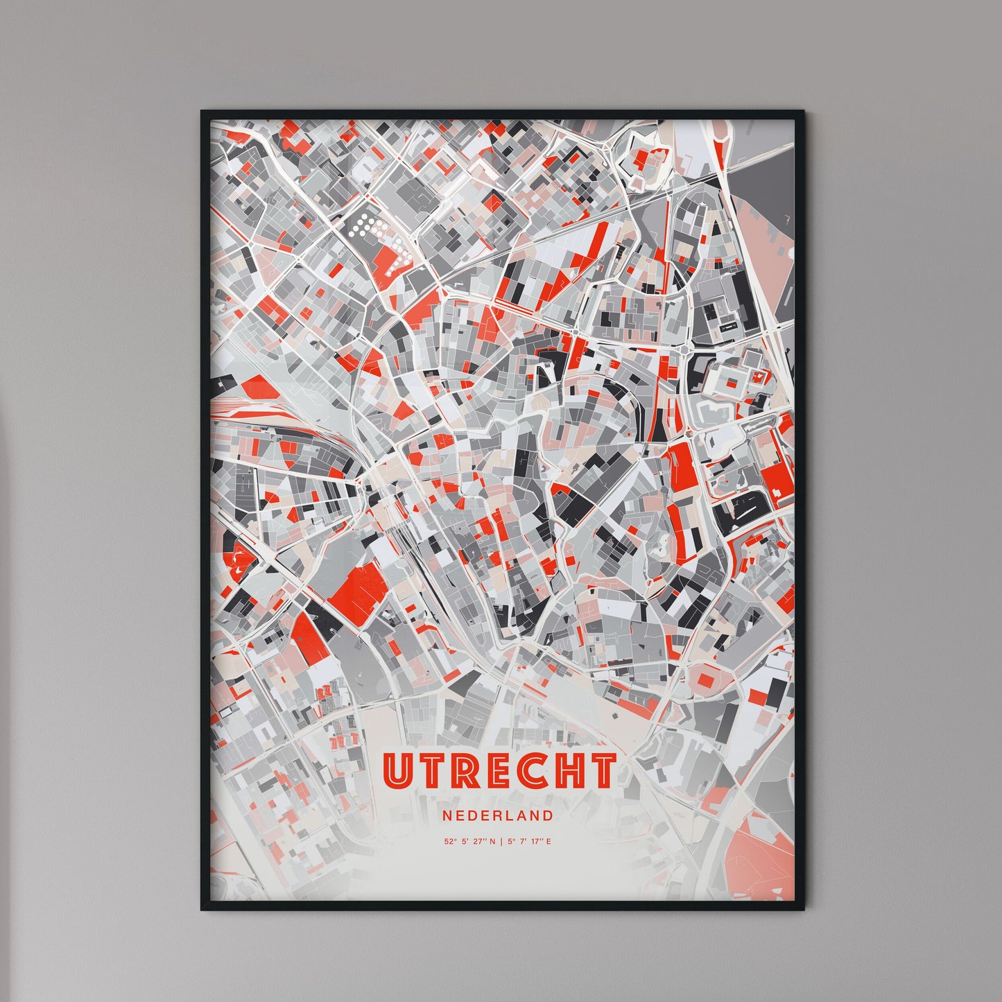 Colorful Utrecht Netherlands Fine Art Map Modern Expressive