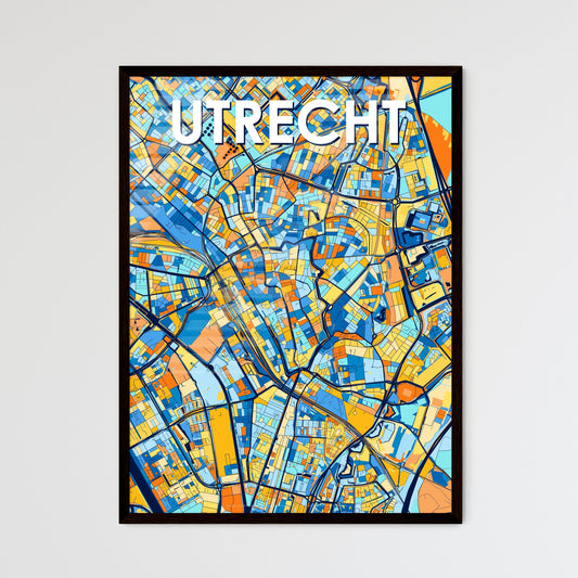 UTRECHT NETHERLANDS Vibrant Colorful Art Map Poster Blue Orange