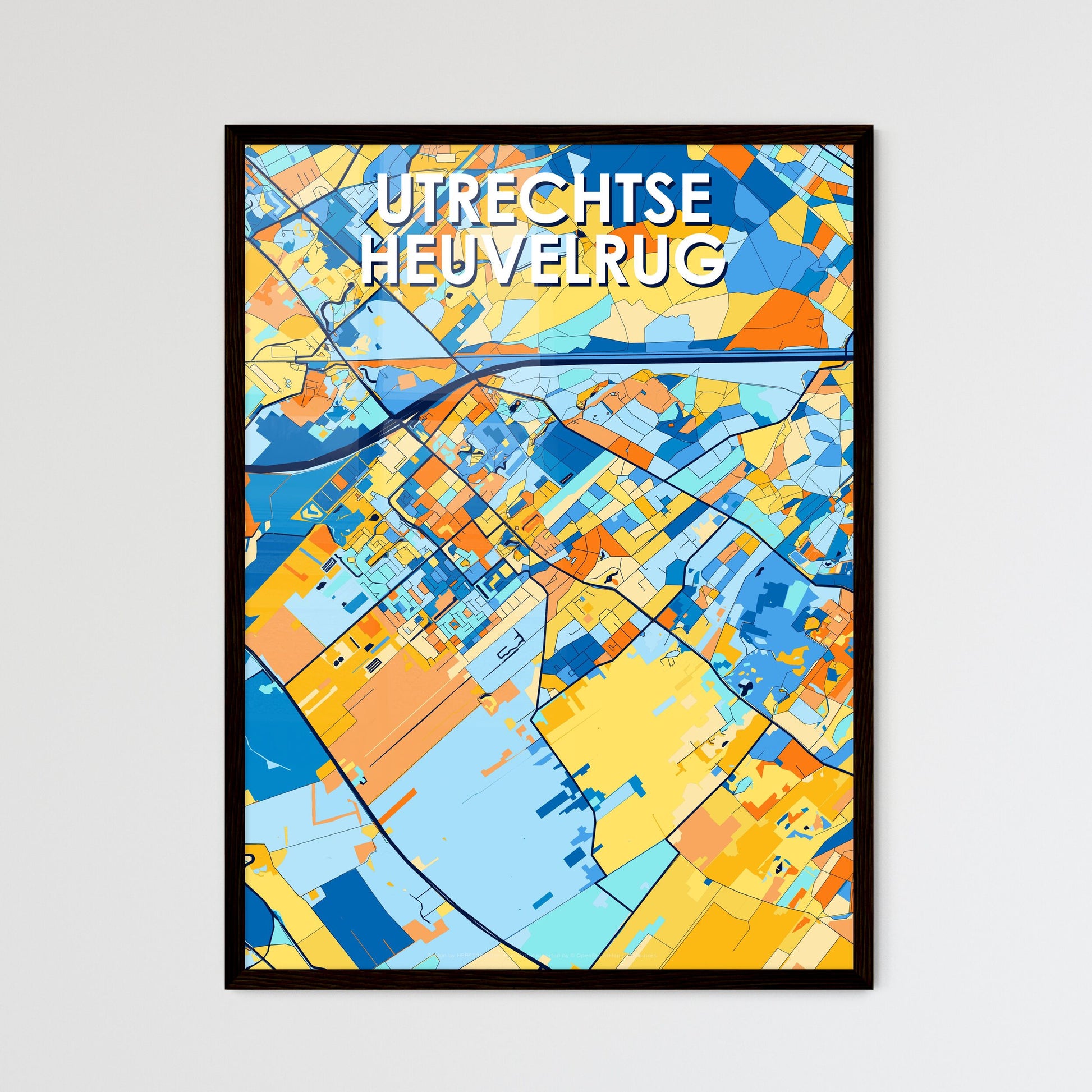 UTRECHTSE HEUVELRUG NETHERLANDS Vibrant Colorful Art Map Poster Blue Orange