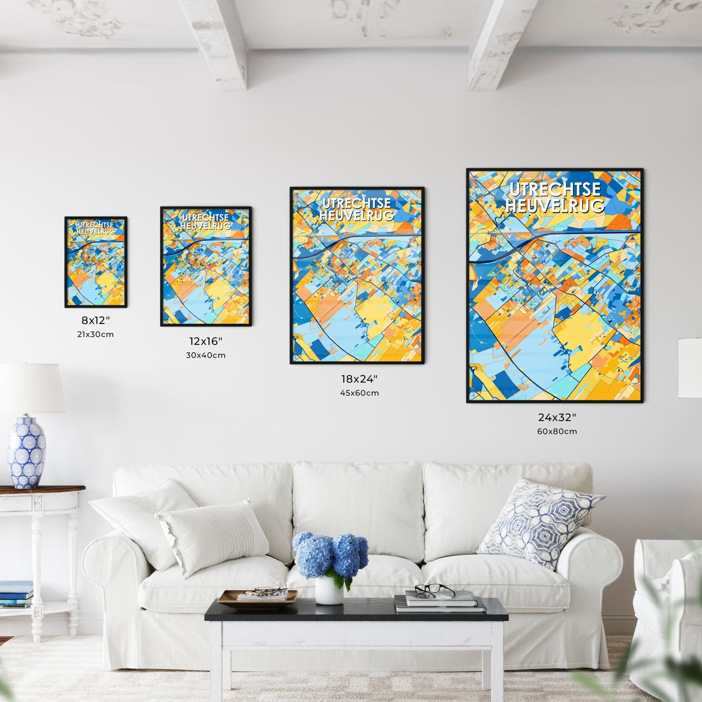 UTRECHTSE HEUVELRUG NETHERLANDS Vibrant Colorful Art Map Poster Blue Orange