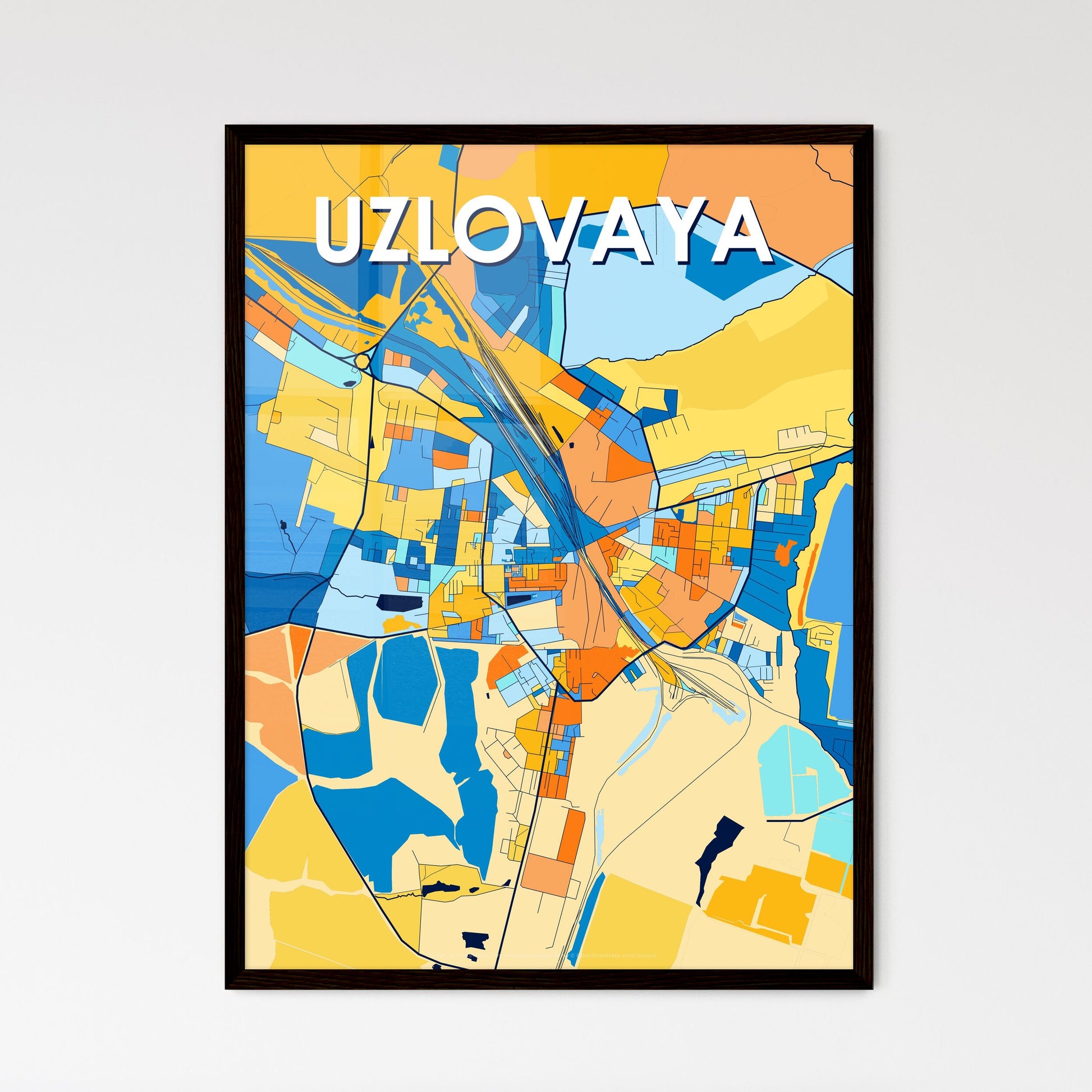 UZLOVAYA RUSSIA Vibrant Colorful Art Map Poster Blue Orange