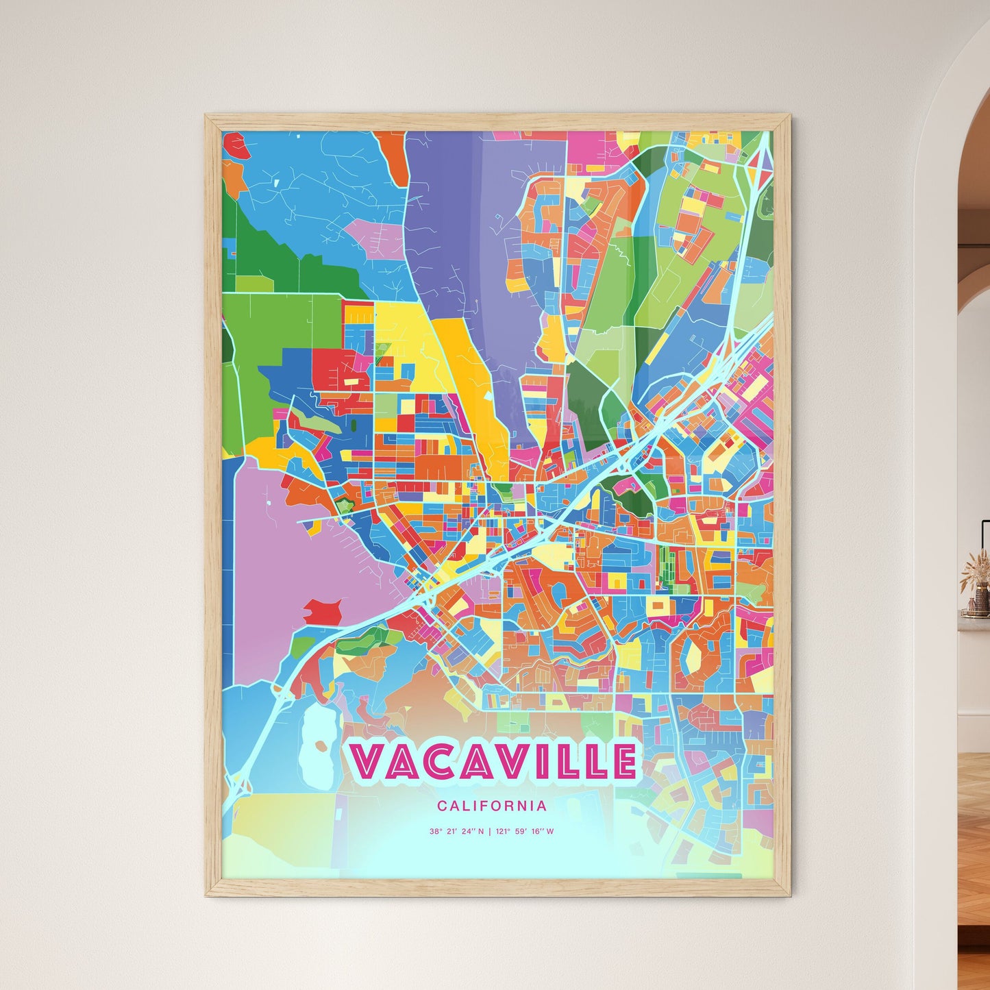 Colorful Vacaville California Fine Art Map Crazy Colors