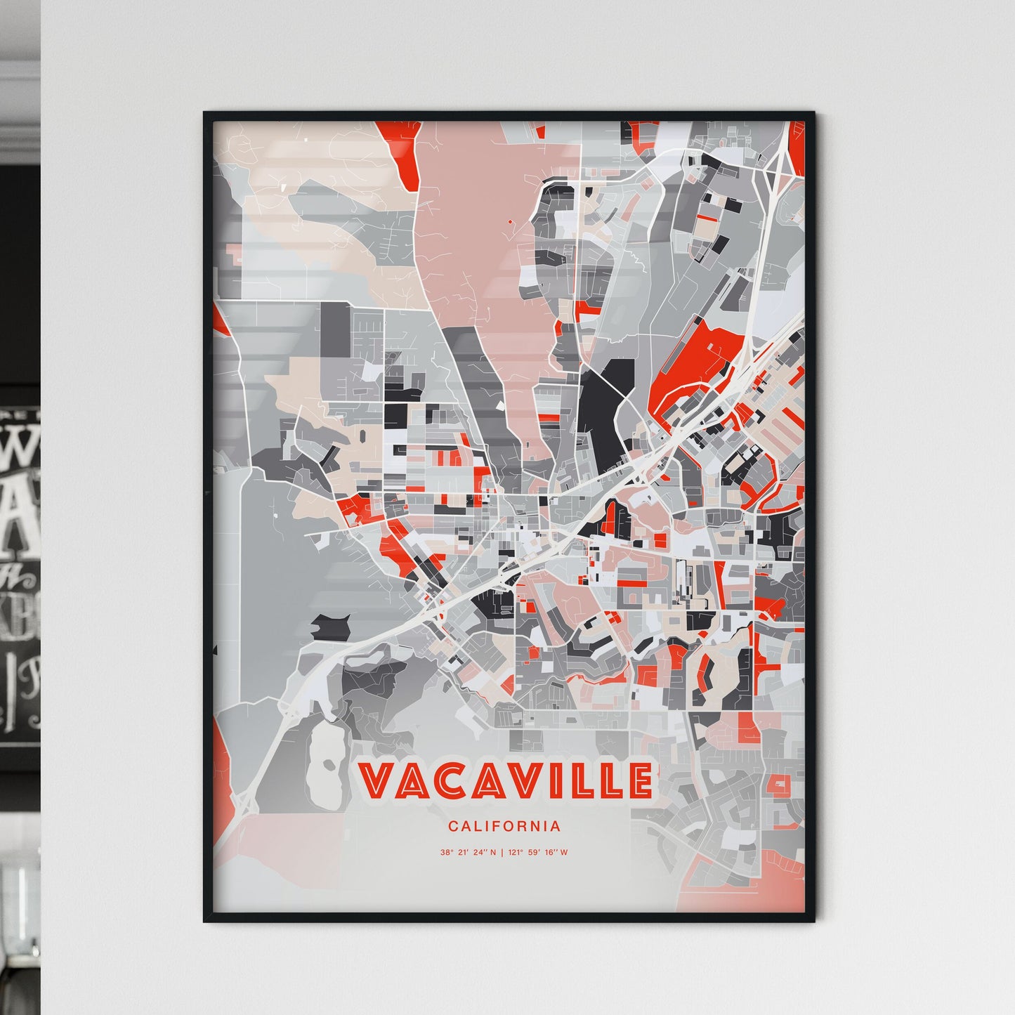 Colorful Vacaville California Fine Art Map Modern Expressive