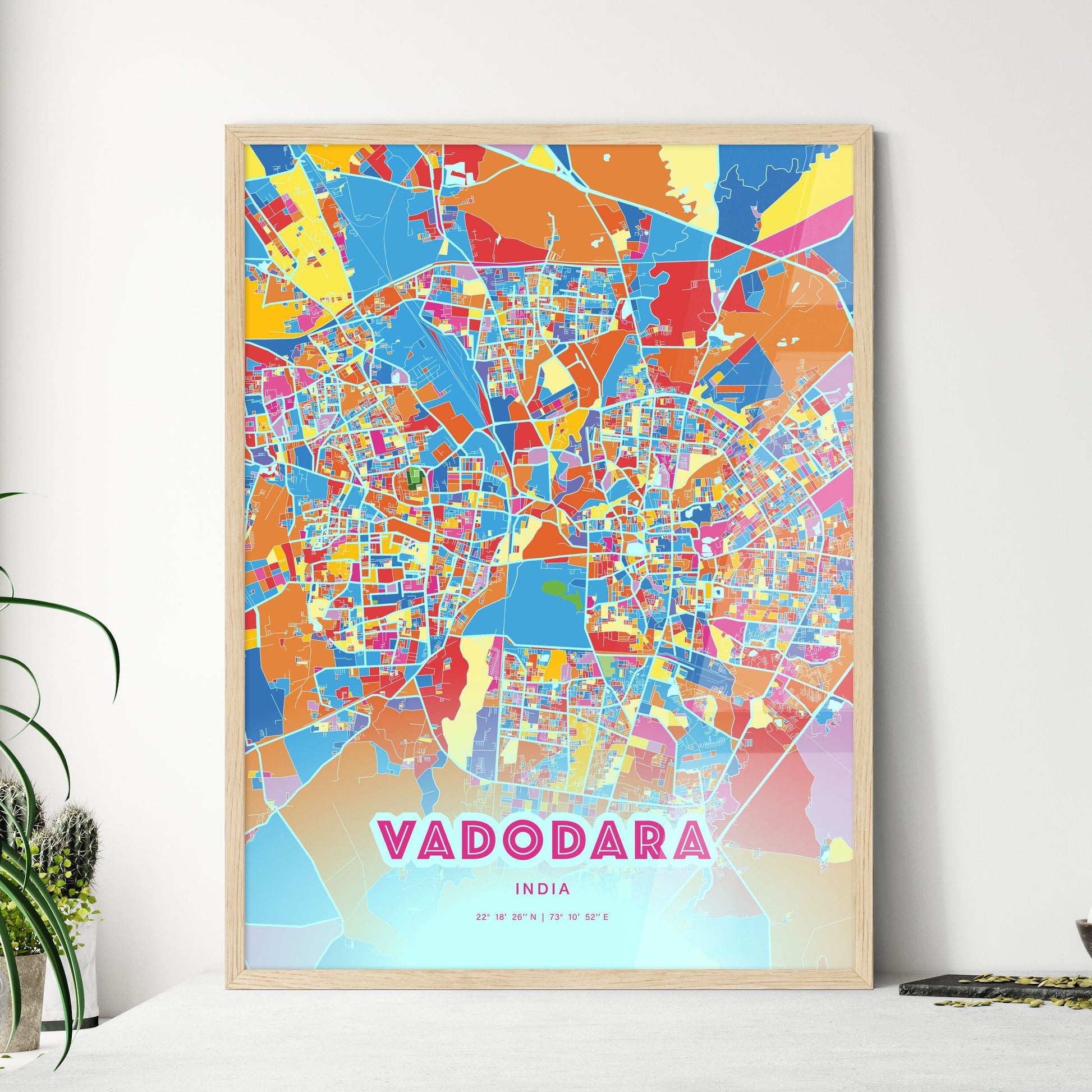 Colorful Vadodara India Fine Art Map Crazy Colors