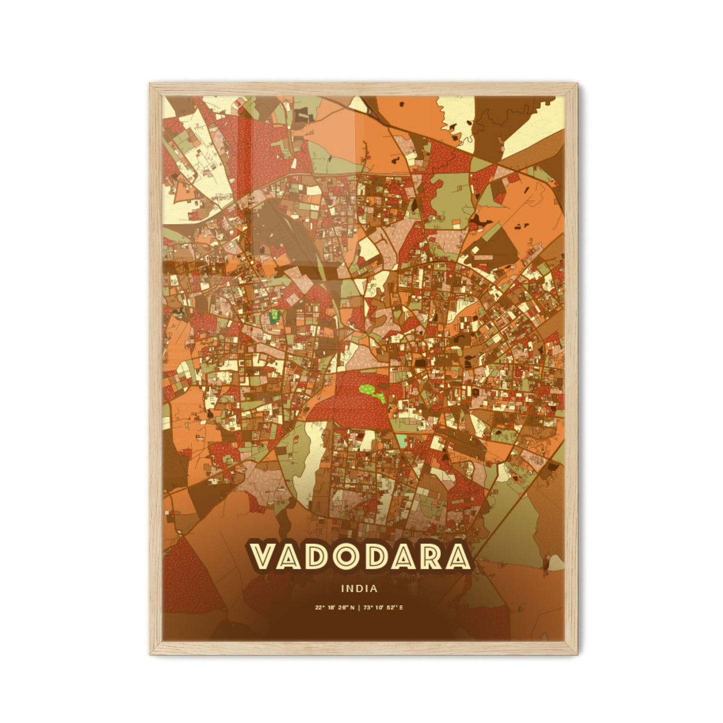 Colorful Vadodara India Fine Art Map Farmhouse