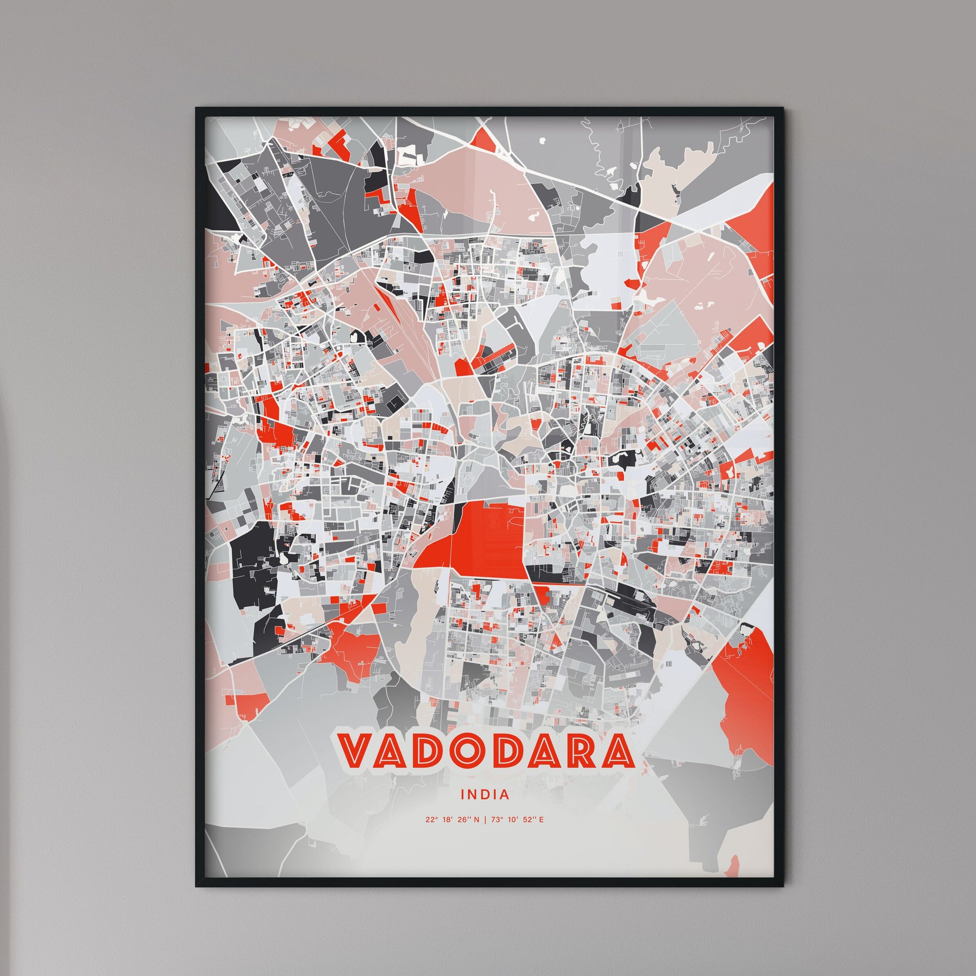 Colorful Vadodara India Fine Art Map Modern Expressive