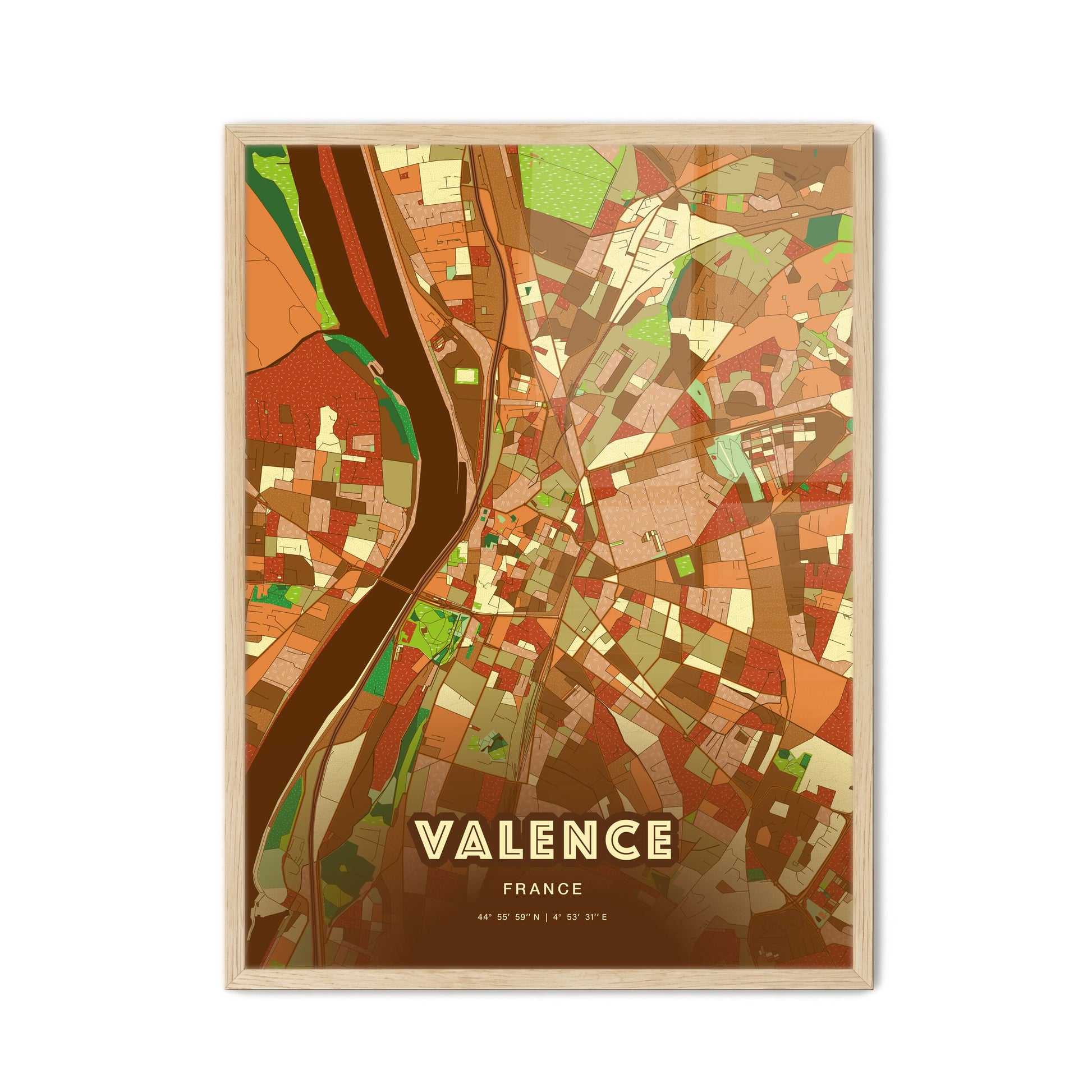 Colorful Valence France Fine Art Map Farmhouse
