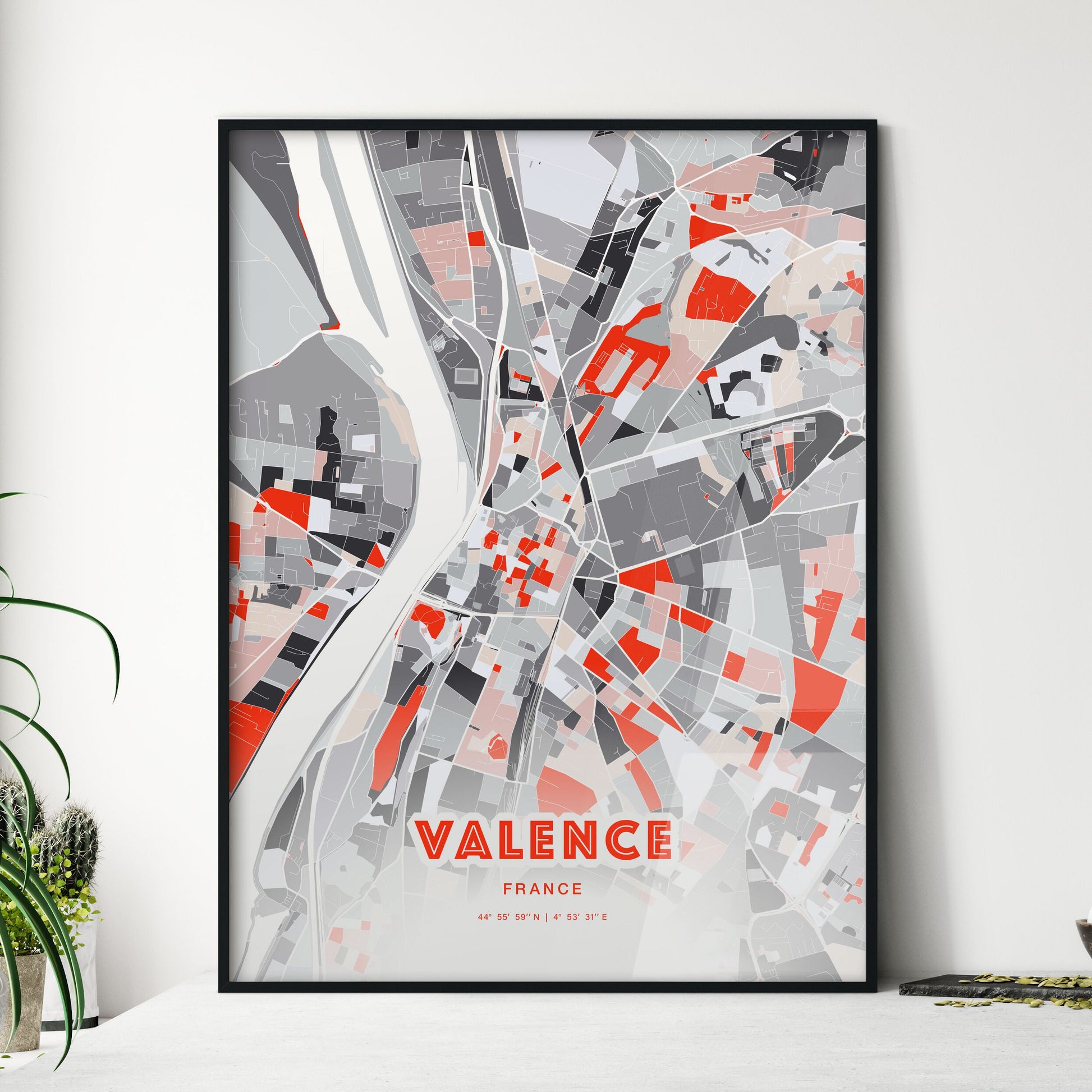Colorful Valence France Fine Art Map Modern Expressive
