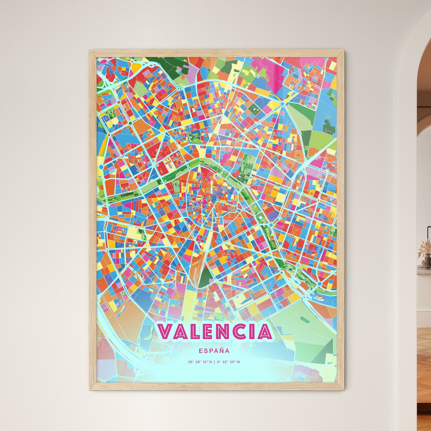 Colorful Valencia Spain Fine Art Map Crazy Colors