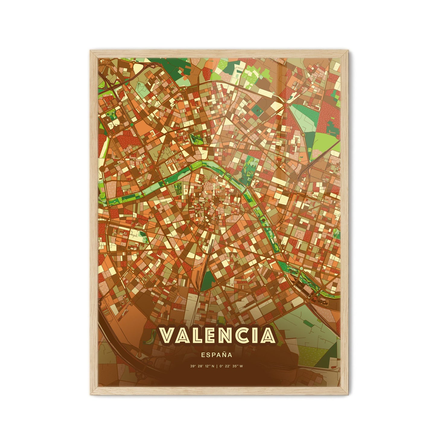 Colorful Valencia Spain Fine Art Map Farmhouse