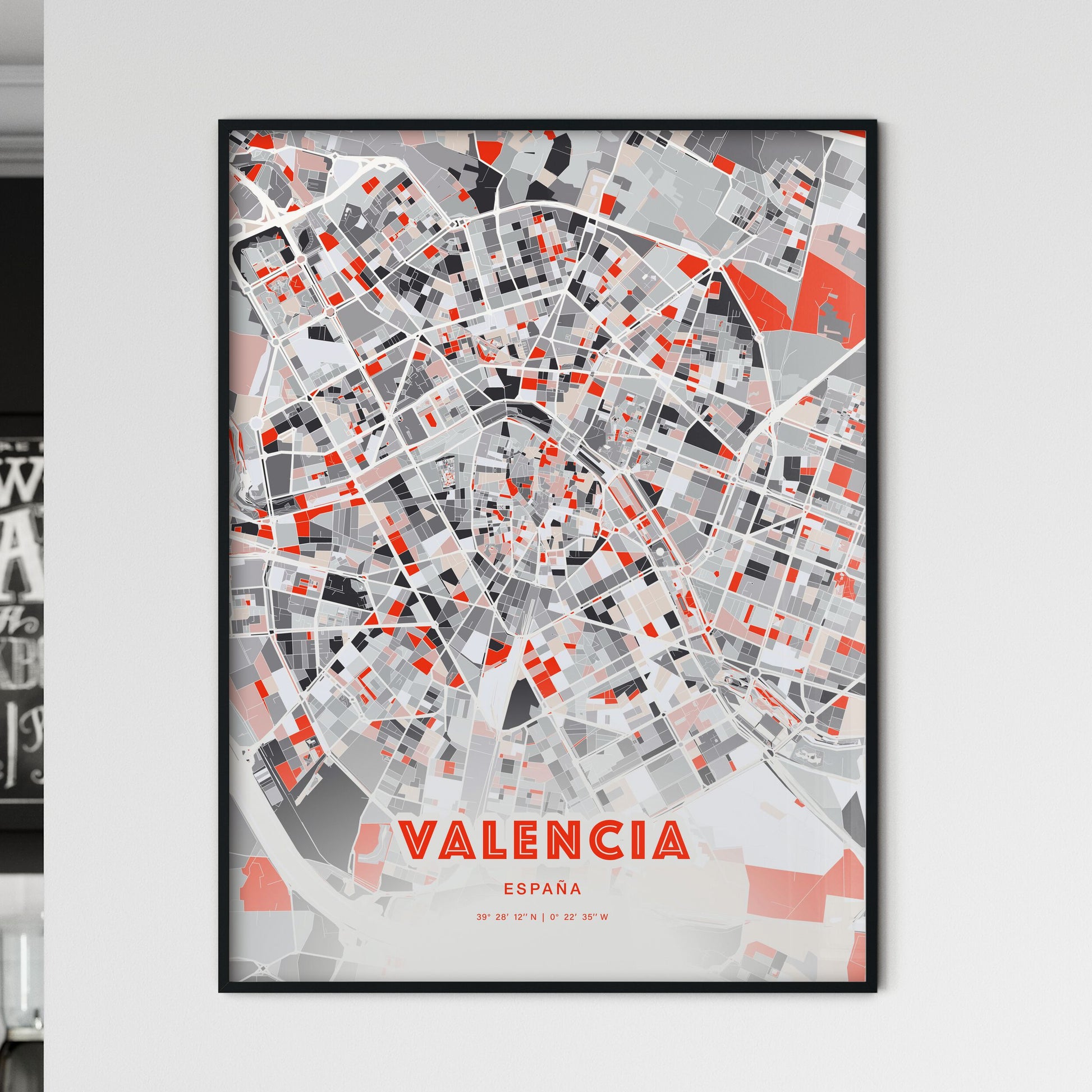 Colorful Valencia Spain Fine Art Map Modern Expressive