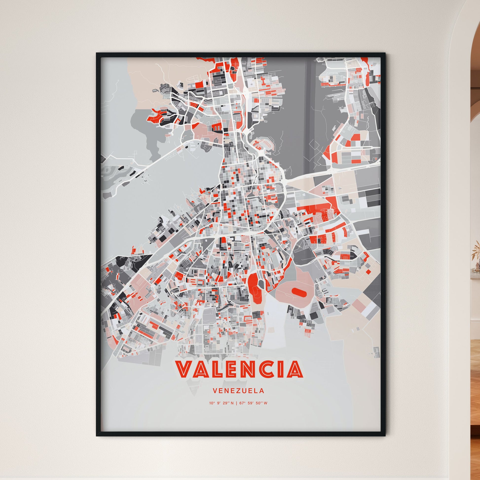 Colorful Valencia Venezuela Fine Art Map Modern Expressive