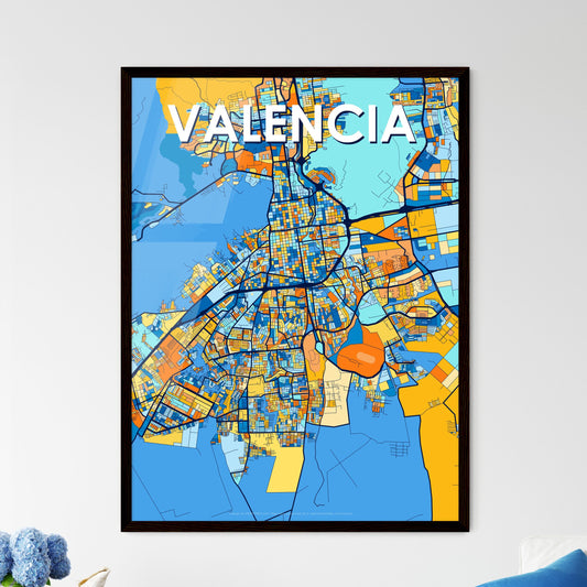 VALENCIA VENEZUELA Vibrant Colorful Art Map Poster Blue Orange