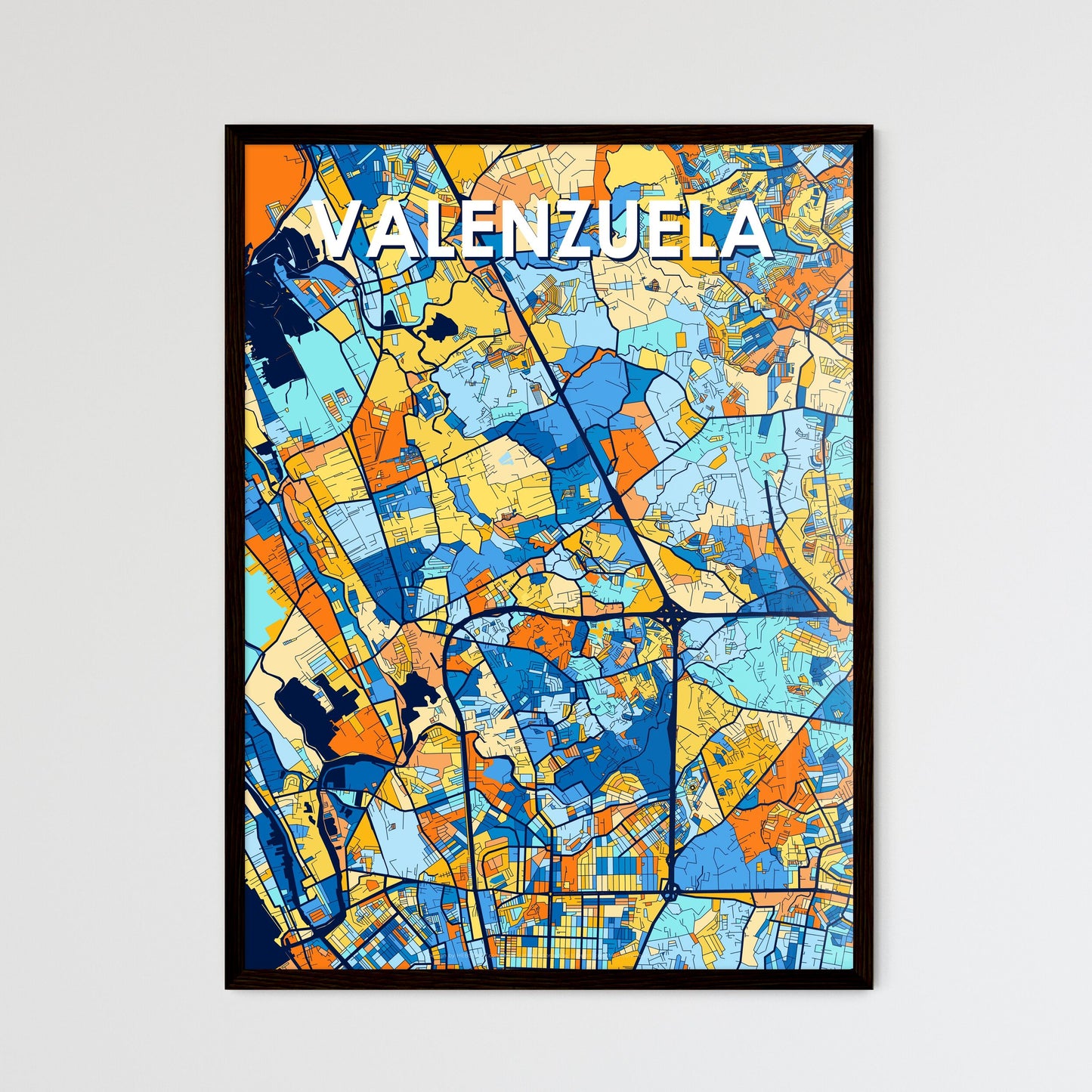 VALENZUELA PHILIPPINES Vibrant Colorful Art Map Poster Blue Orange