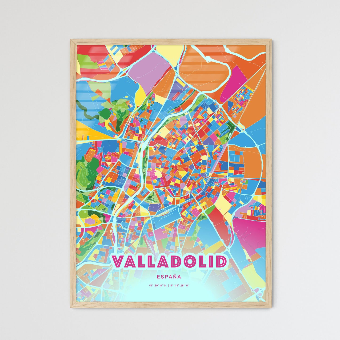 Colorful Valladolid Spain Fine Art Map Crazy Colors