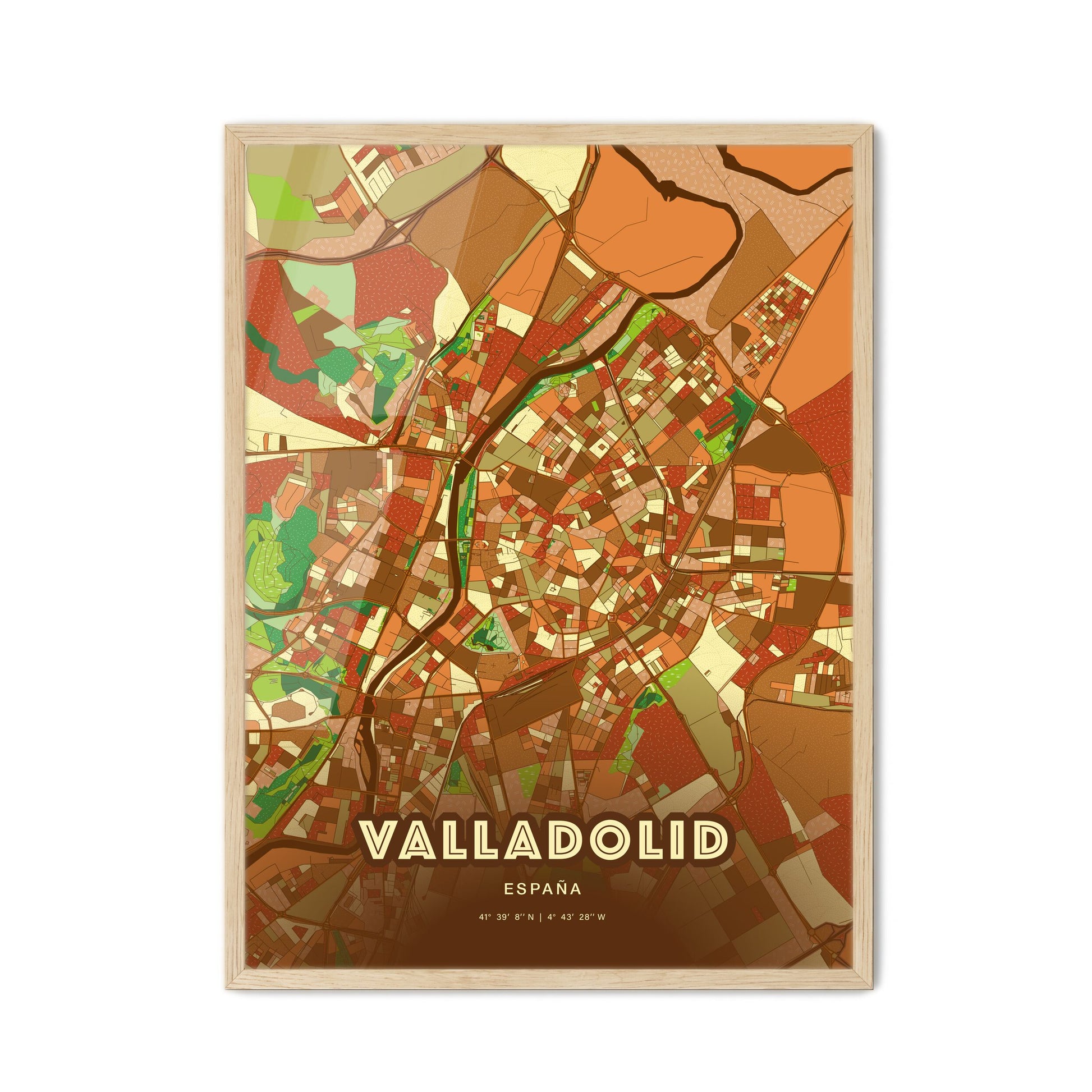 Colorful Valladolid Spain Fine Art Map Farmhouse
