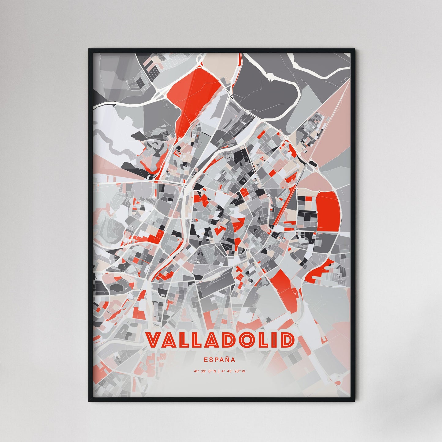 Colorful Valladolid Spain Fine Art Map Modern Expressive
