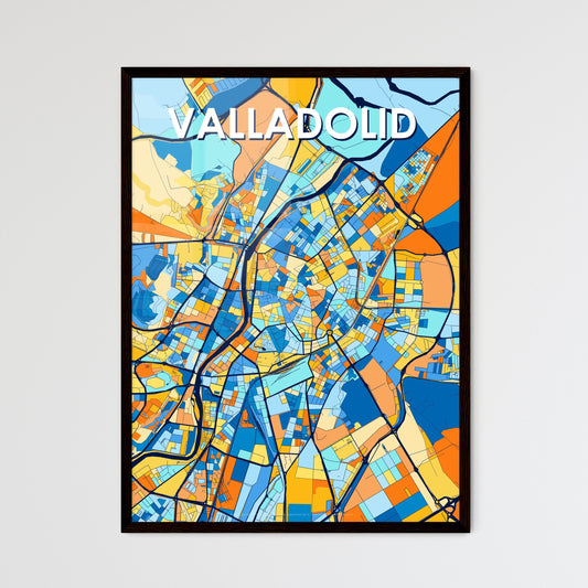 VALLADOLID SPAIN Vibrant Colorful Art Map Poster Blue Orange