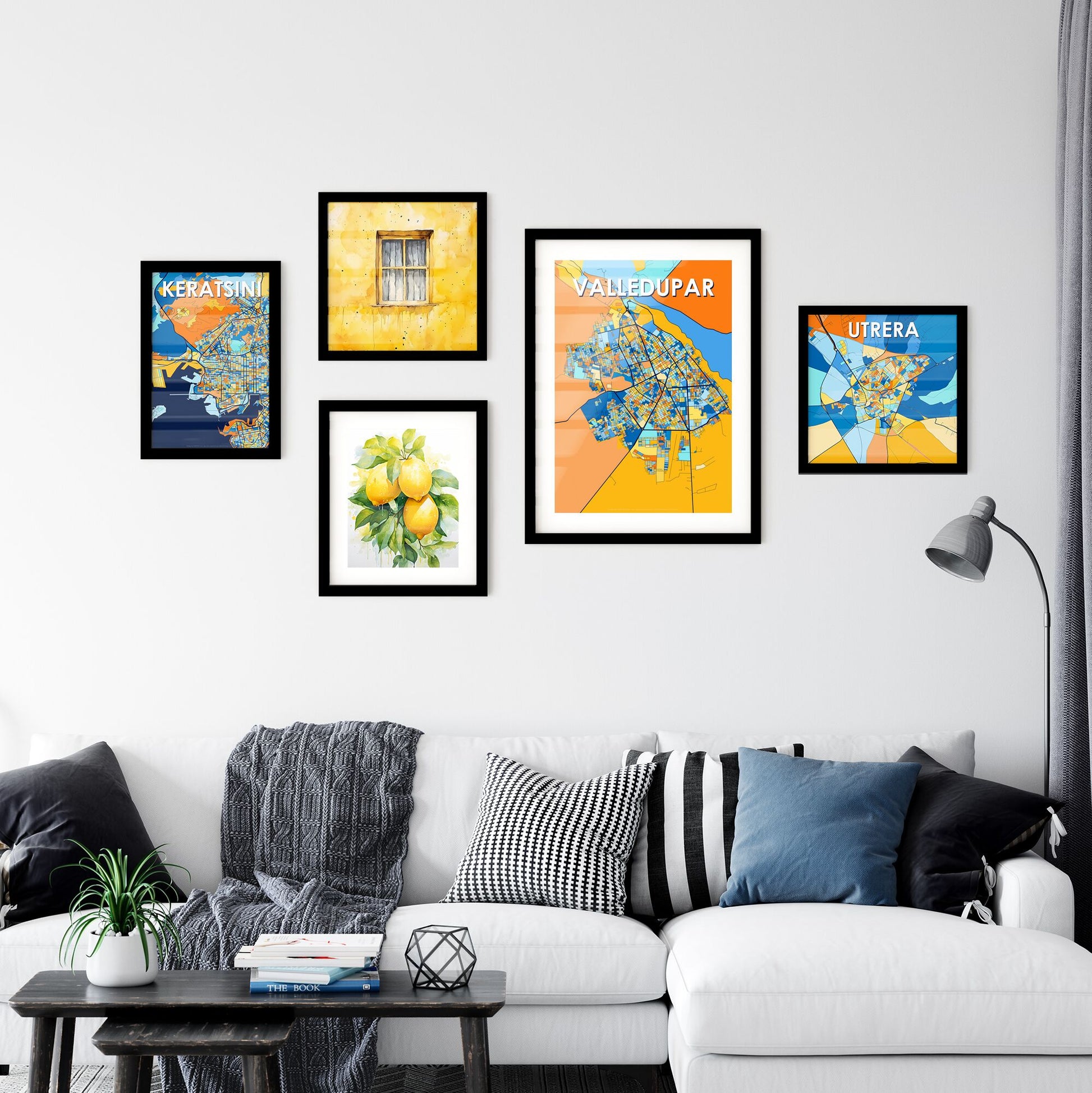 VALLEDUPAR COLOMBIA Vibrant Colorful Art Map Poster Blue Orange