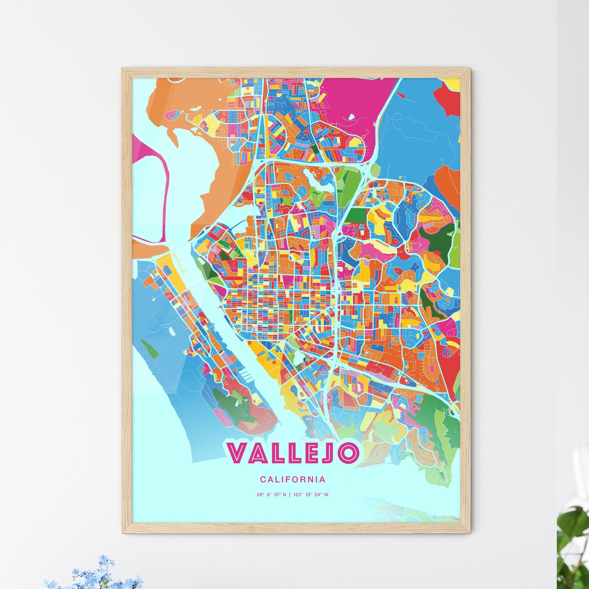 Colorful Vallejo California Fine Art Map Crazy Colors