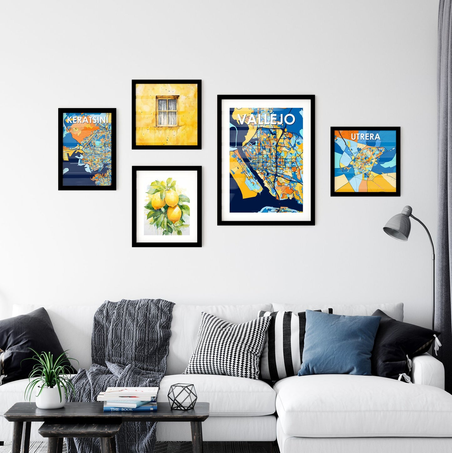 VALLEJO CALIFORNIA Vibrant Colorful Art Map Poster Blue Orange