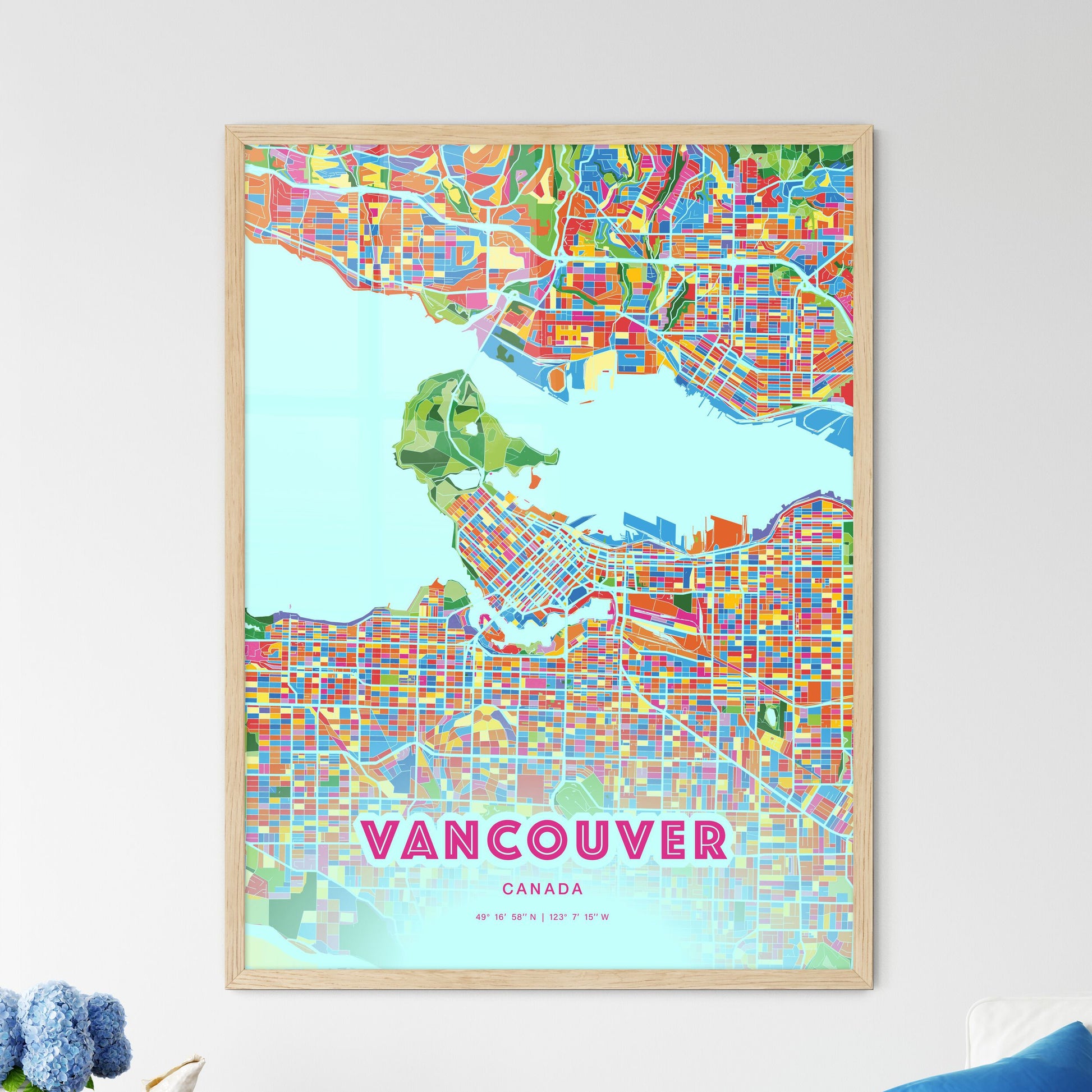 Colorful Vancouver Canada Fine Art Map Crazy Colors