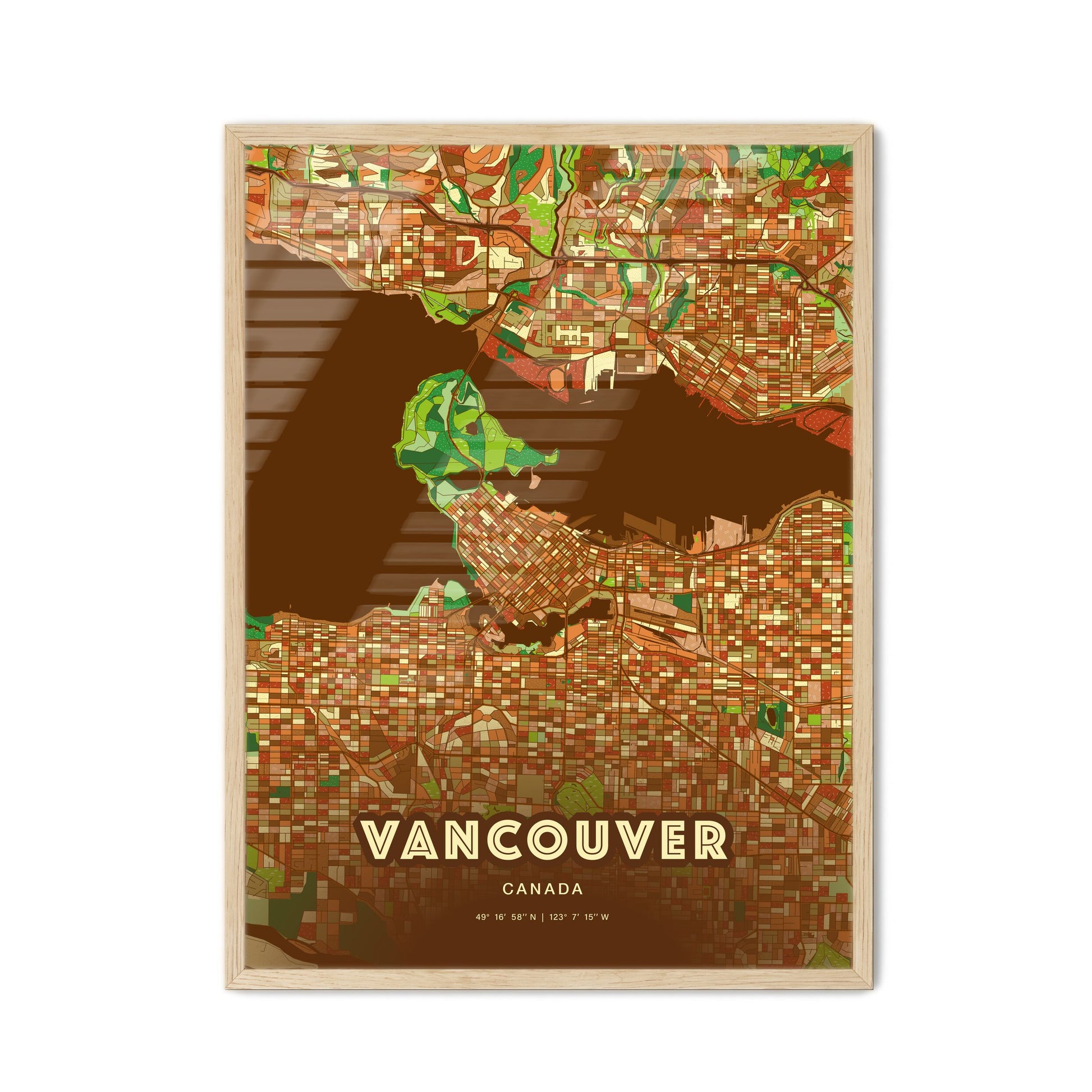 Colorful Vancouver Canada Fine Art Map Farmhouse
