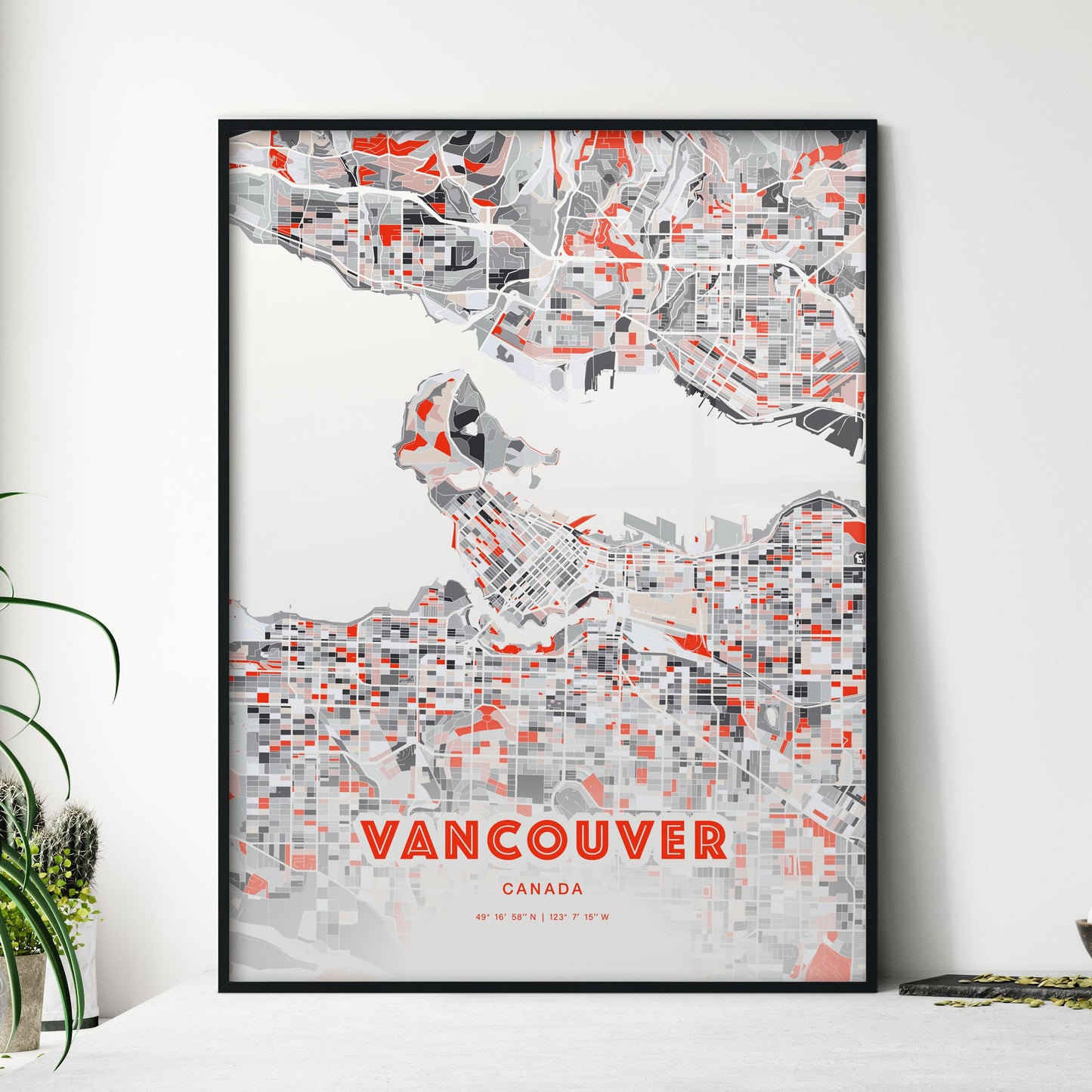 Colorful Vancouver Canada Fine Art Map Modern Expressive