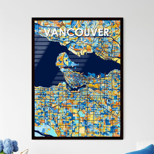 VANCOUVER CANADA Vibrant Colorful Art Map Poster Blue Orange