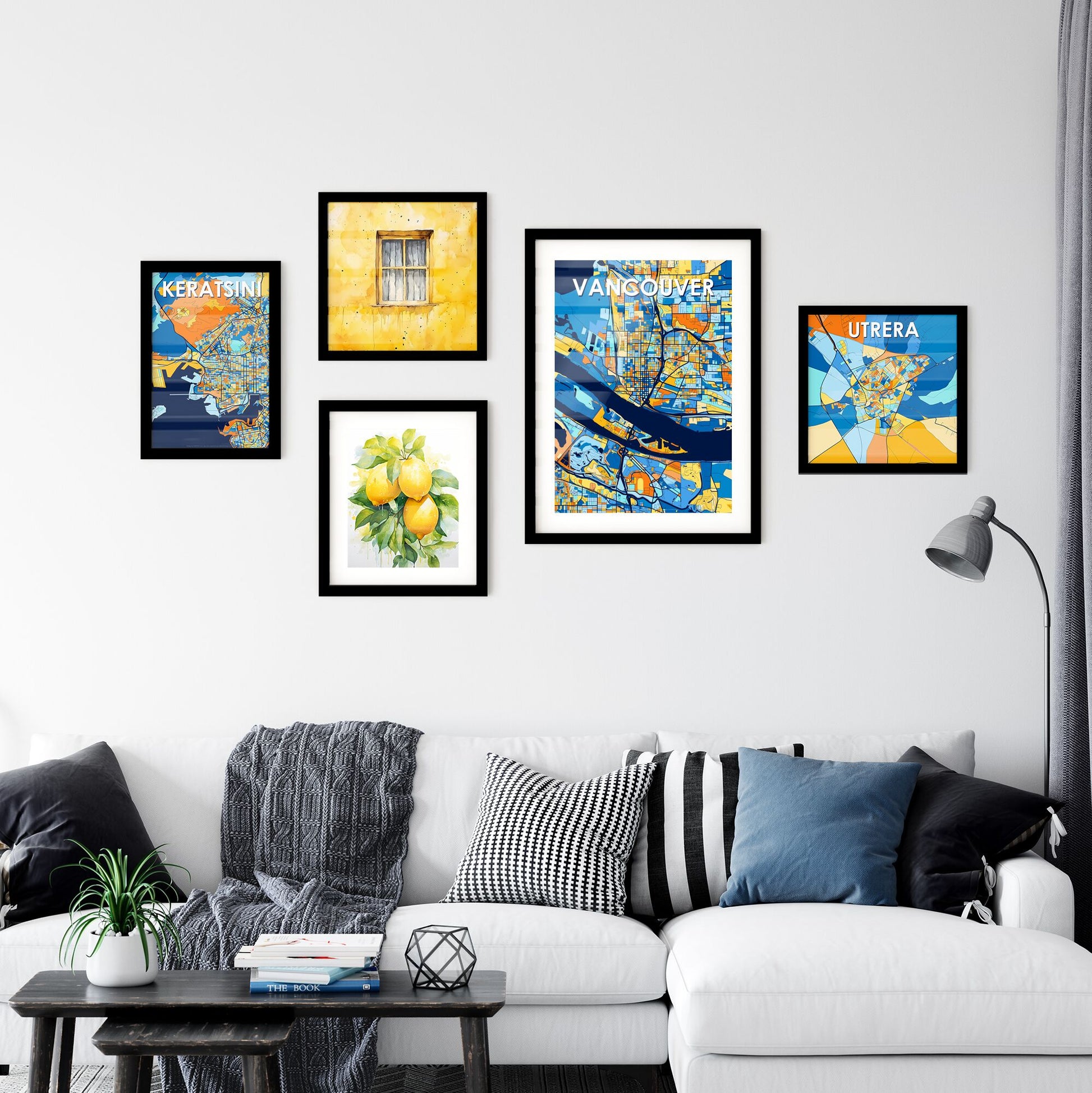 VANCOUVER WASHINGTON Vibrant Colorful Art Map Poster Blue Orange