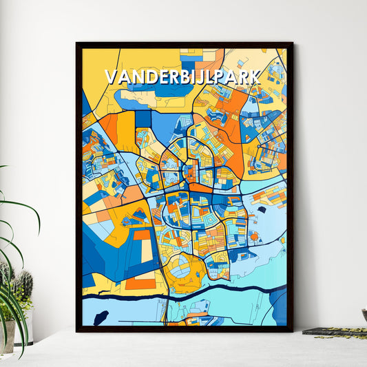 VANDERBIJLPARK SOUTH AFRICA Vibrant Colorful Art Map Poster Blue Orange