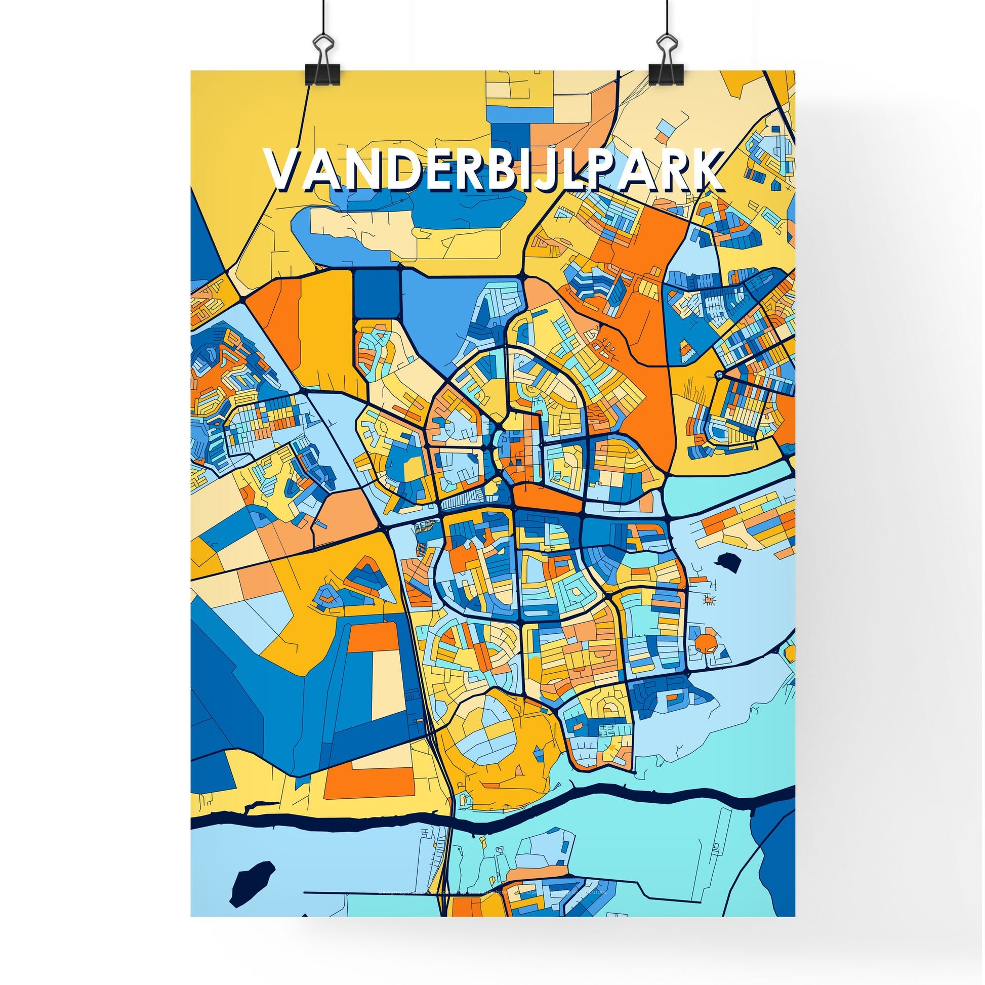 VANDERBIJLPARK SOUTH AFRICA Vibrant Colorful Art Map Poster Blue Orange