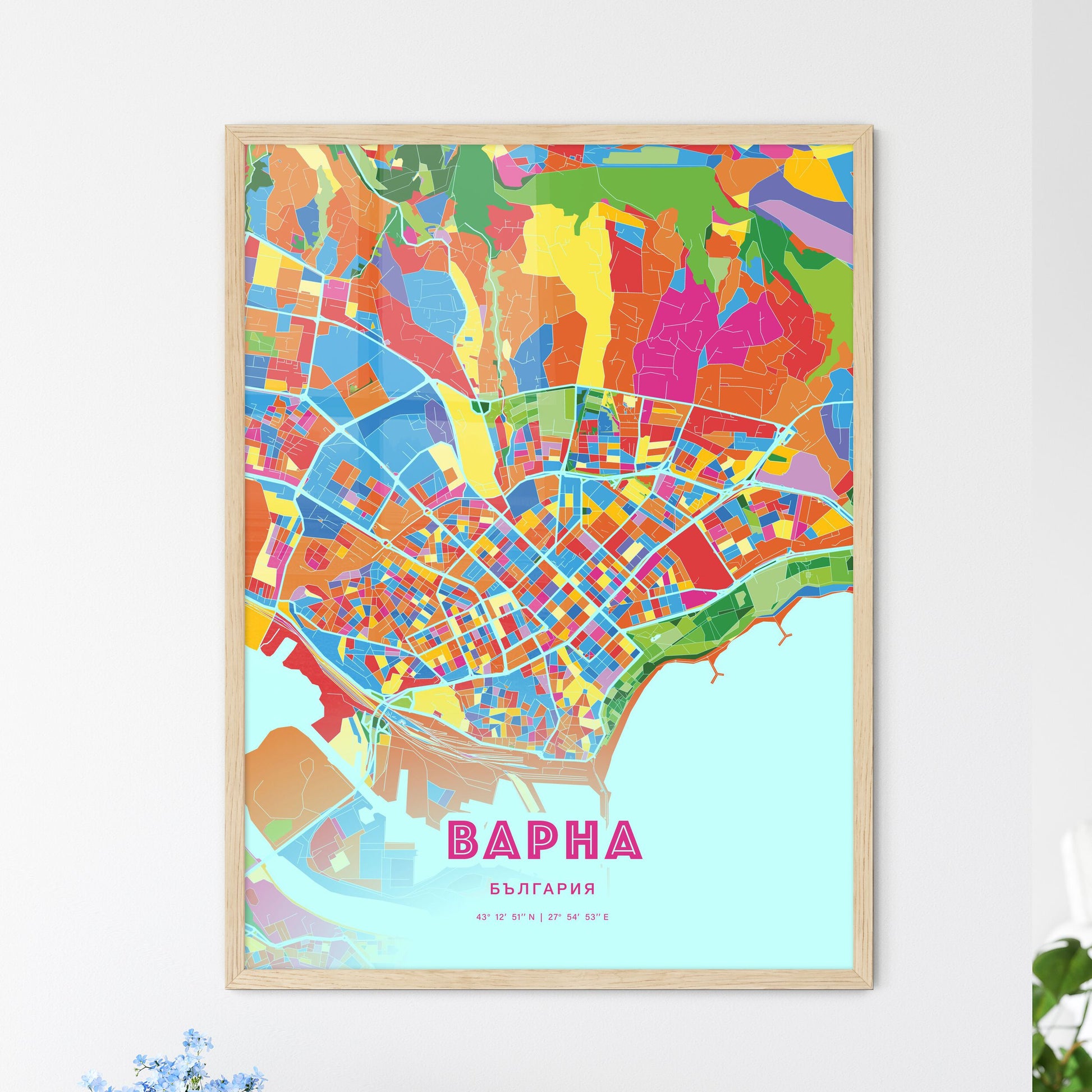 Colorful Varna Bulgaria Fine Art Map Crazy Colors