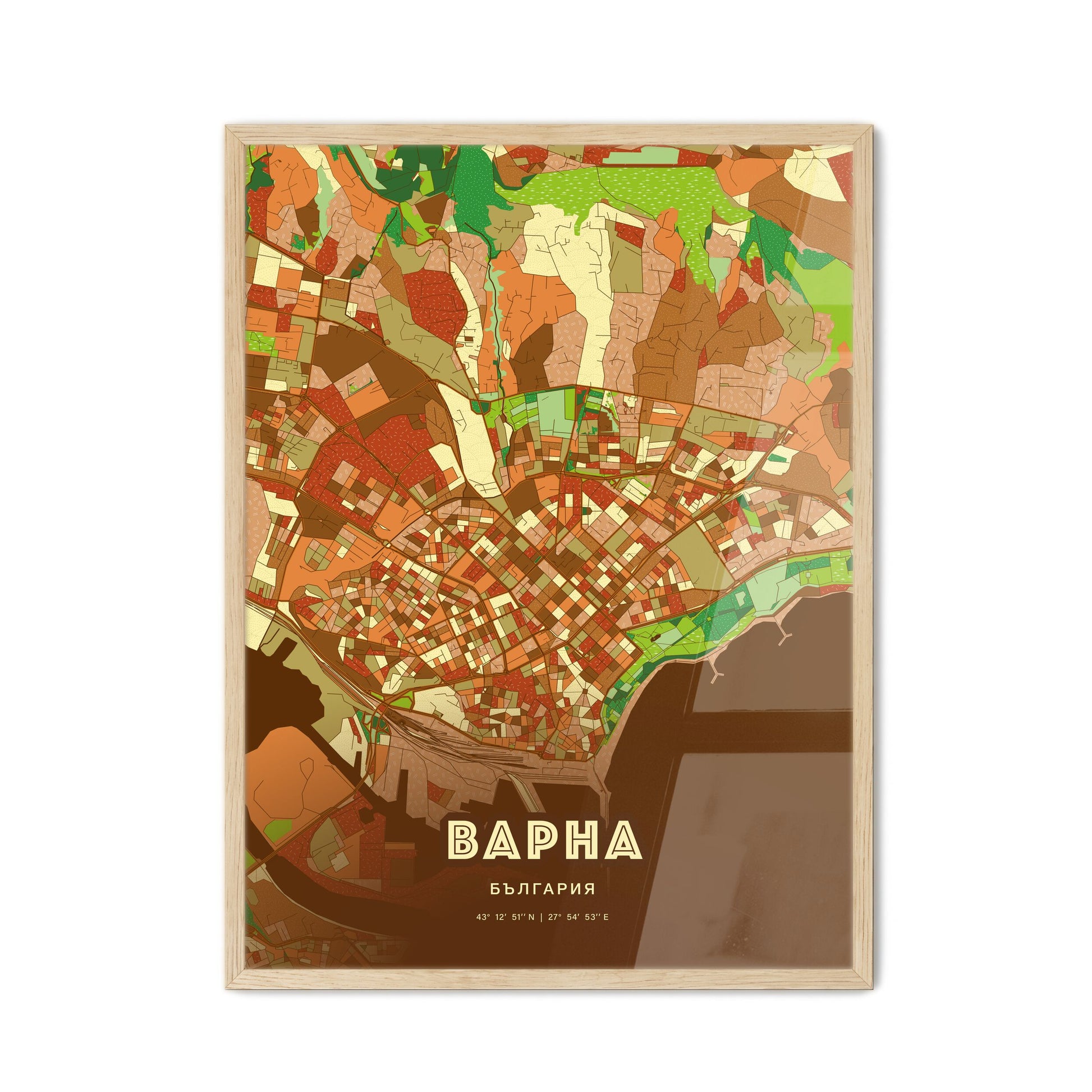 Colorful Varna Bulgaria Fine Art Map Farmhouse