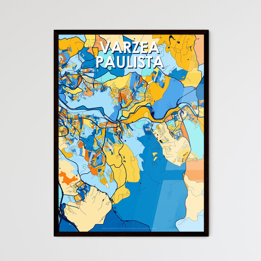 VARZEA PAULISTA BRAZIL Vibrant Colorful Art Map Poster Blue Orange