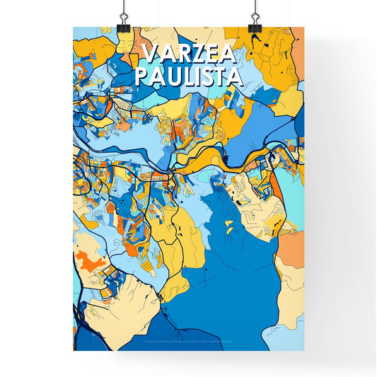 VARZEA PAULISTA BRAZIL Vibrant Colorful Art Map Poster Blue Orange