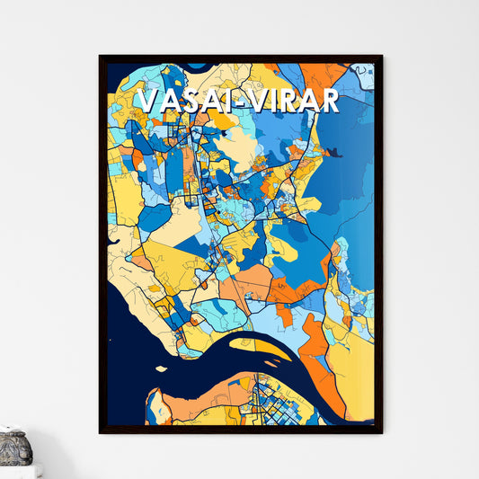 VASAI-VIRAR INDIA Vibrant Colorful Art Map Poster Blue Orange