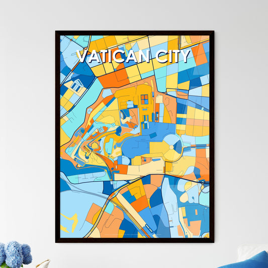 VATICAN CITY VATICAN Vibrant Colorful Art Map Poster Blue Orange