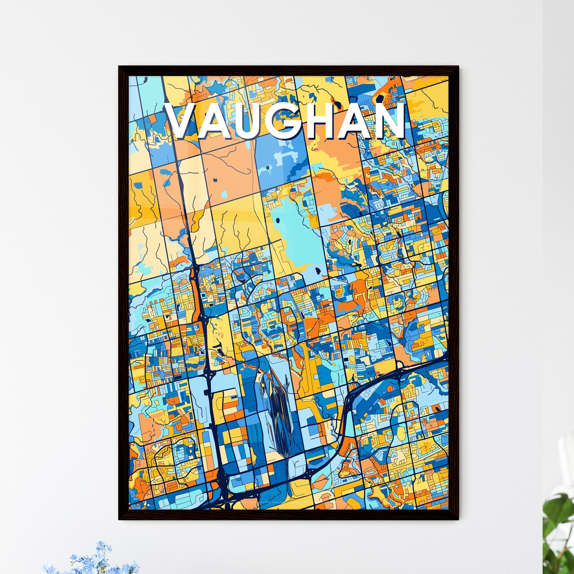 VAUGHAN CANADA Vibrant Colorful Art Map Poster Blue Orange