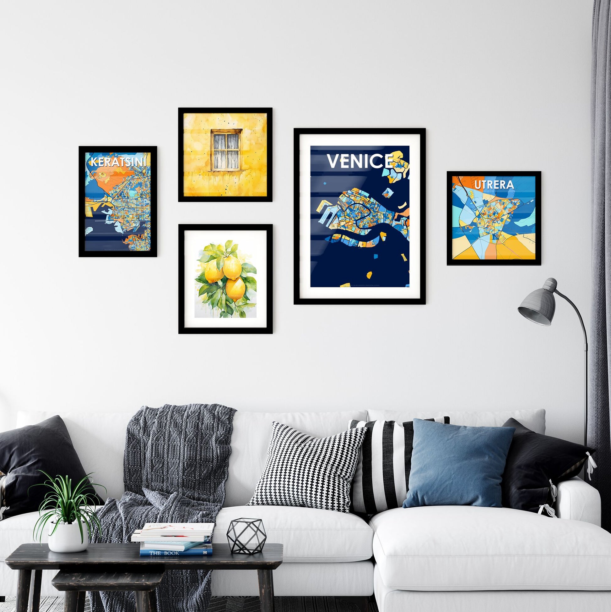 VENICE ITALY Vibrant Colorful Art Map Poster Blue Orange