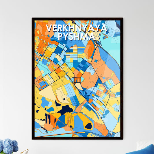 VERKHNYAYA PYSHMA RUSSIA Vibrant Colorful Art Map Poster Blue Orange