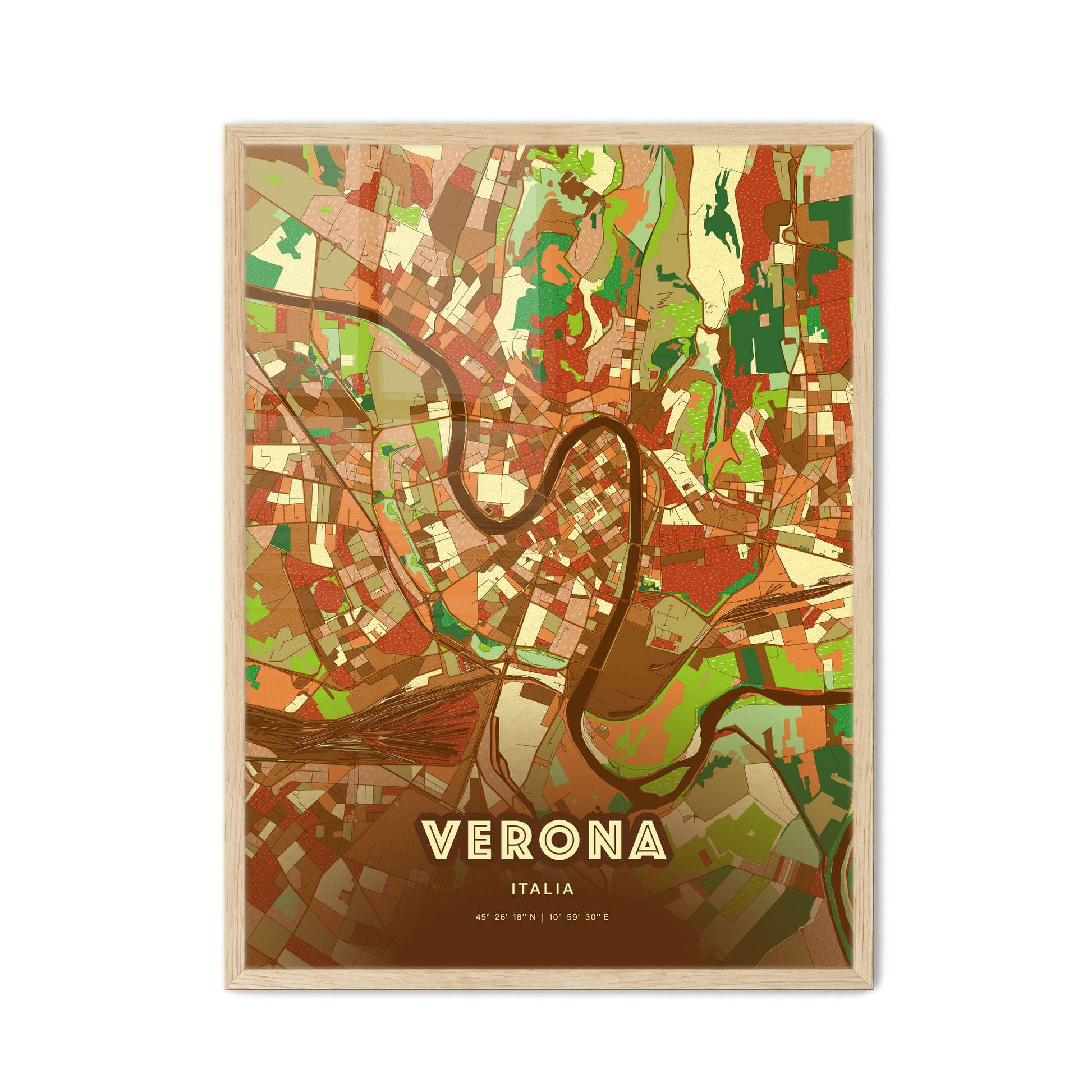 Colorful Verona Italy Fine Art Map Farmhouse