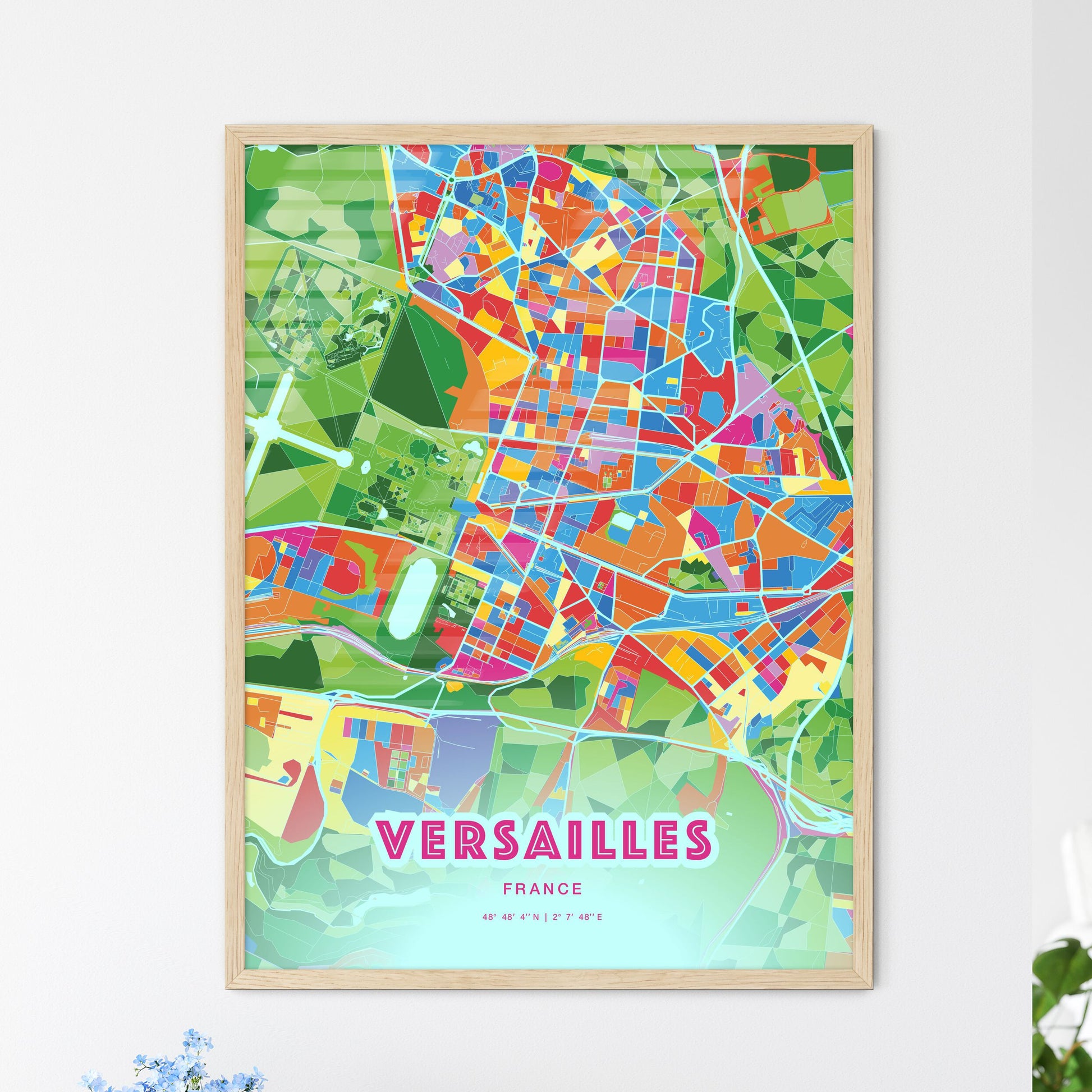 Colorful Versailles France Fine Art Map Crazy Colors