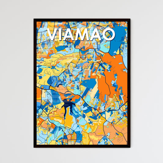 VIAMAO BRAZIL Vibrant Colorful Art Map Poster Blue Orange