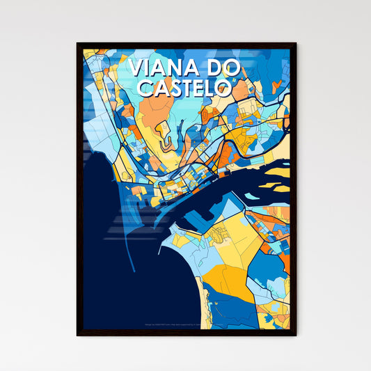 VIANA DO CASTELO PORTUGAL Vibrant Colorful Art Map Poster Blue Orange