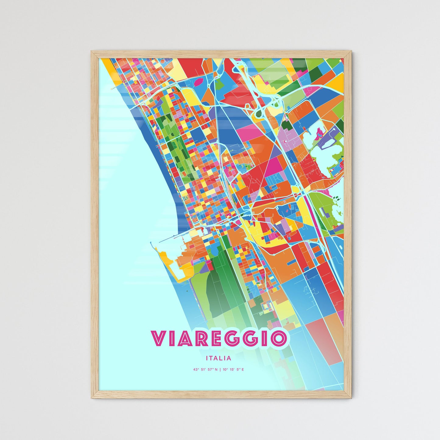 Colorful Viareggio Italy Fine Art Map Crazy Colors