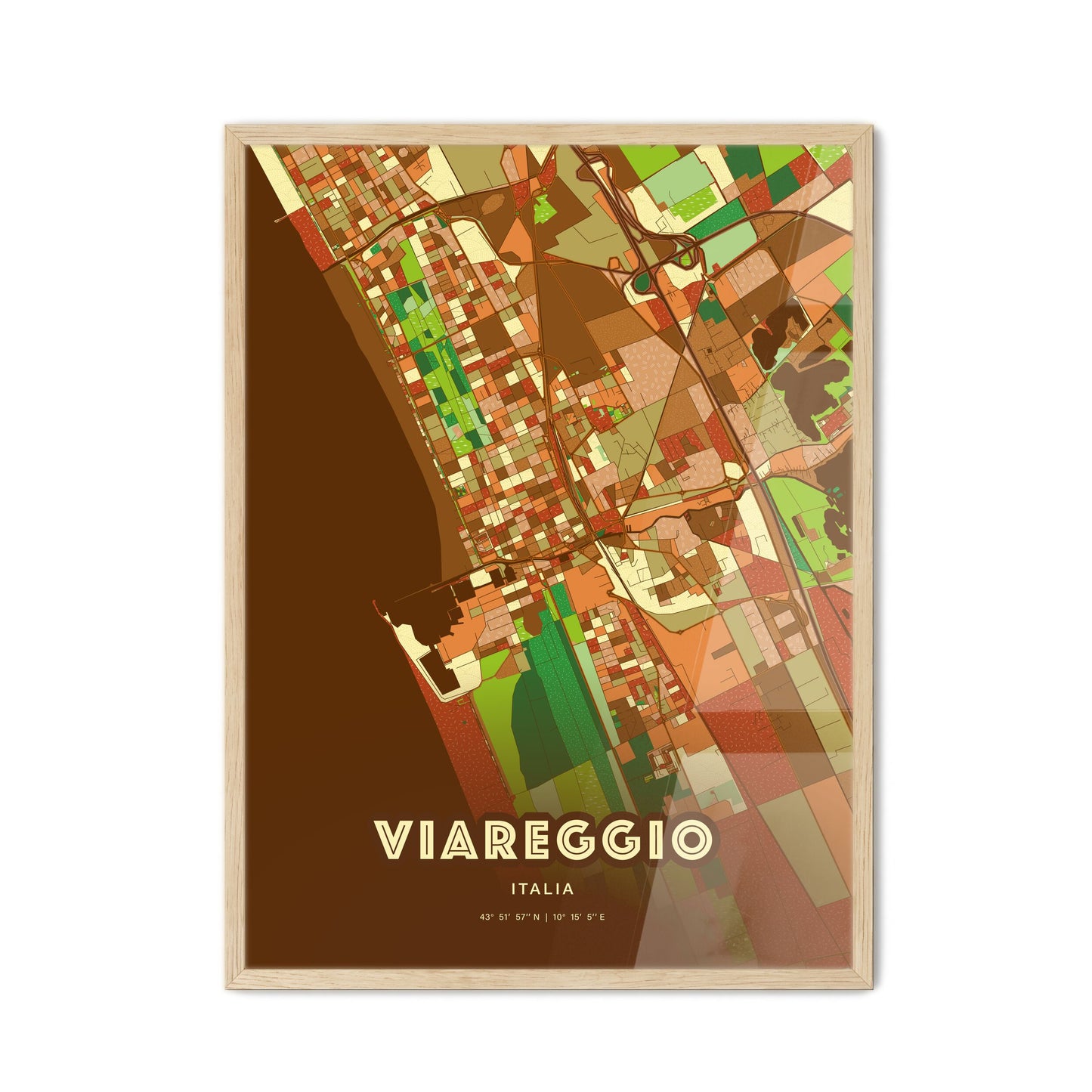 Colorful Viareggio Italy Fine Art Map Farmhouse